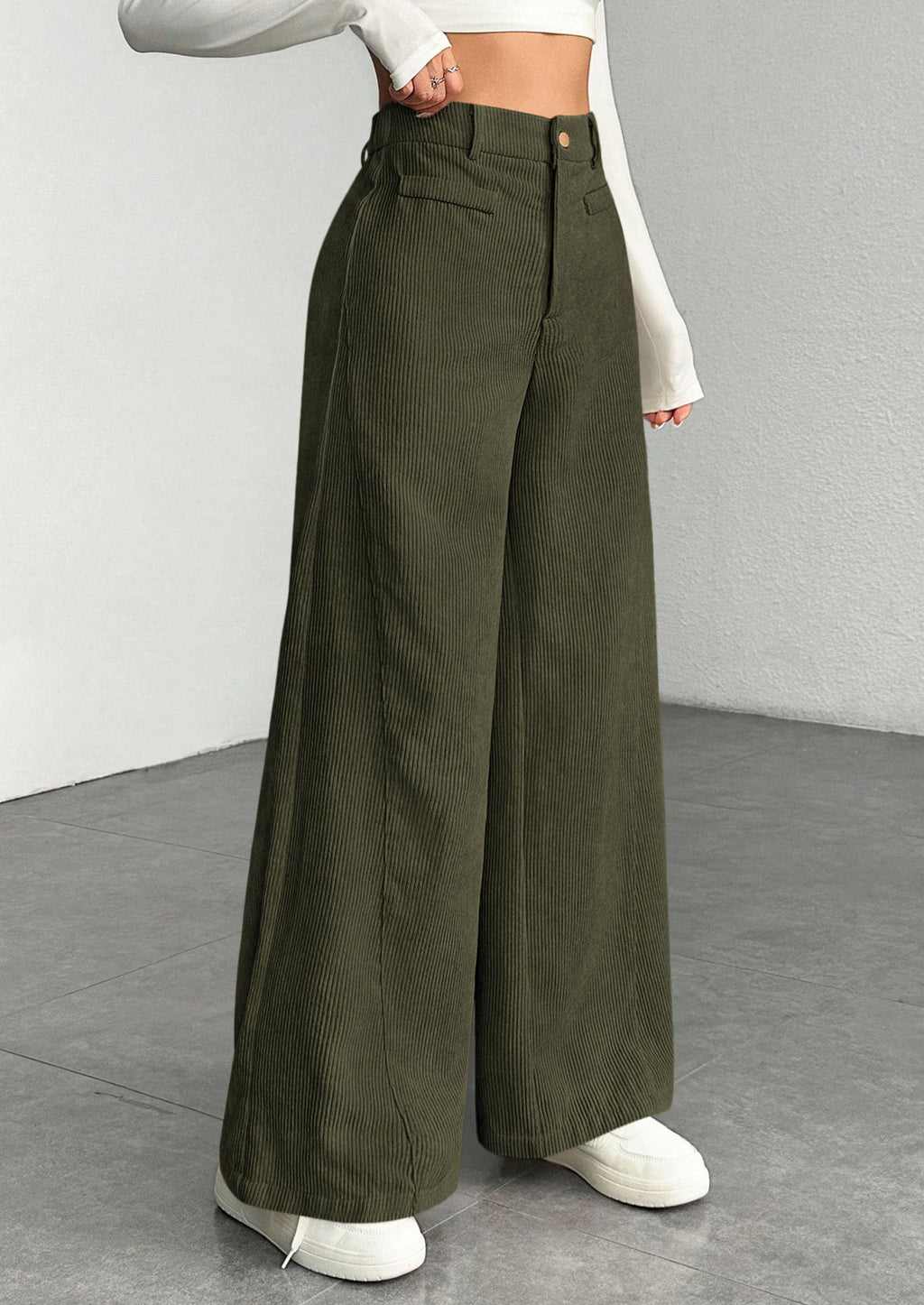 PRETTYGARDEN Women's High Waisted Corduroy Pants Casual