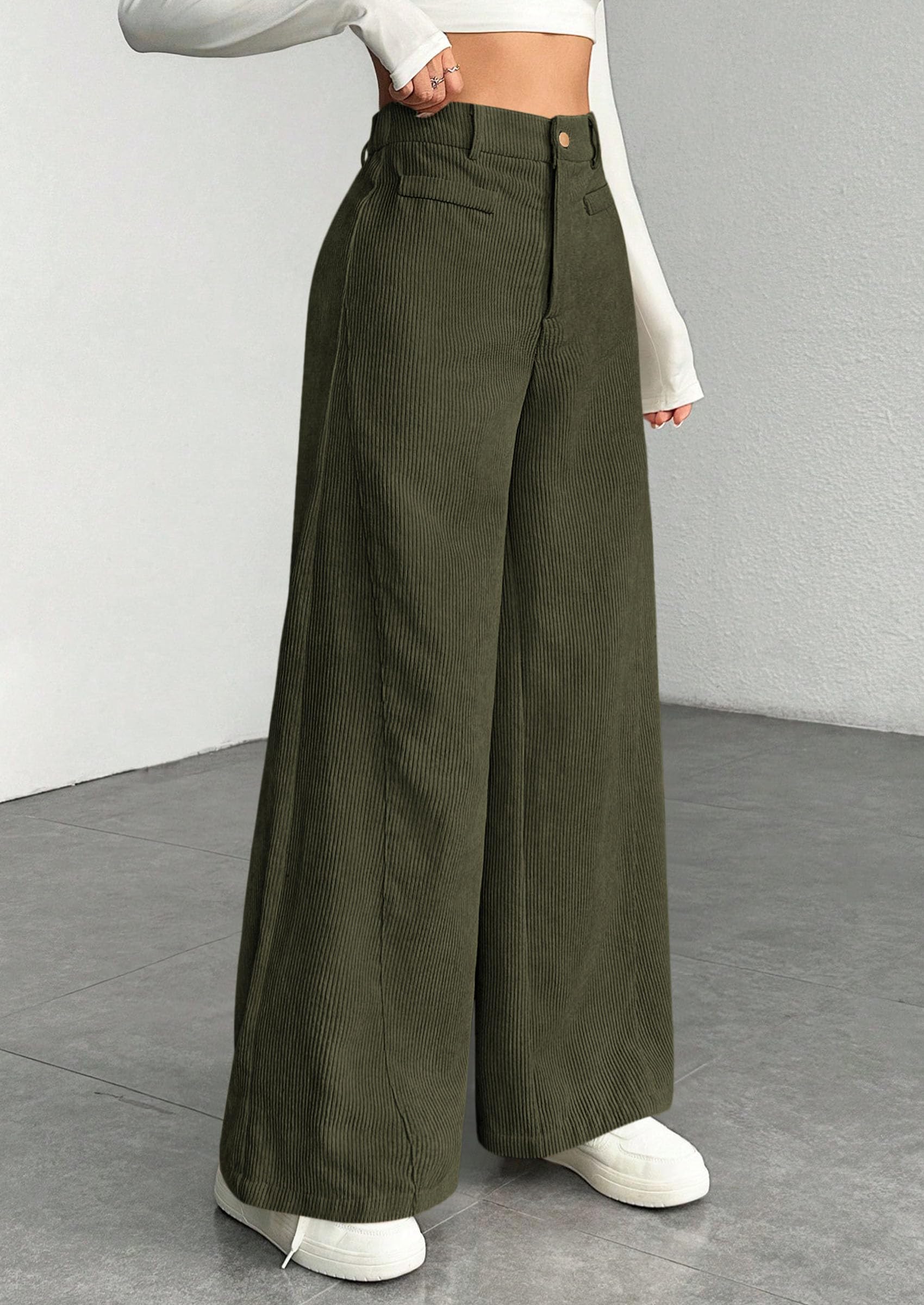 PRETTYGARDEN Women's High Waisted Corduroy Pants Casual