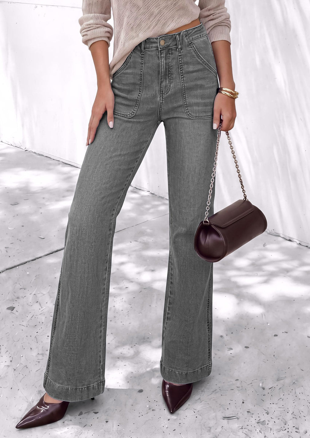 PRETTYGARDEN Womens High Waisted Wide Leg Jeans Demin Pants