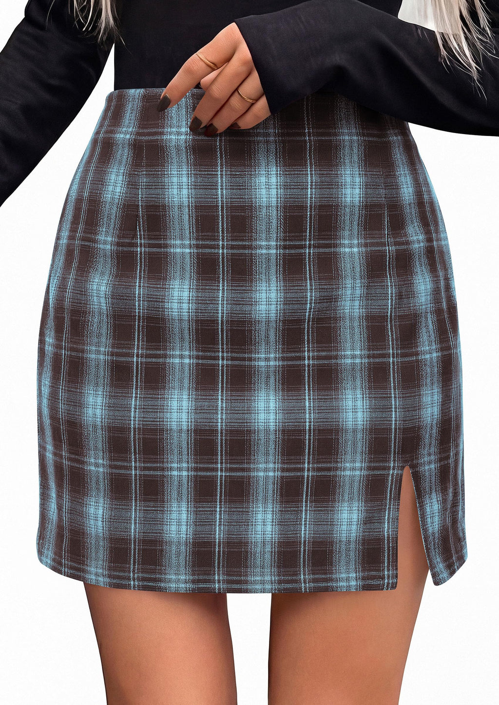 PRETTYGARDEN Women's Plaid Mini Bodycon Pencil Skirts Fall