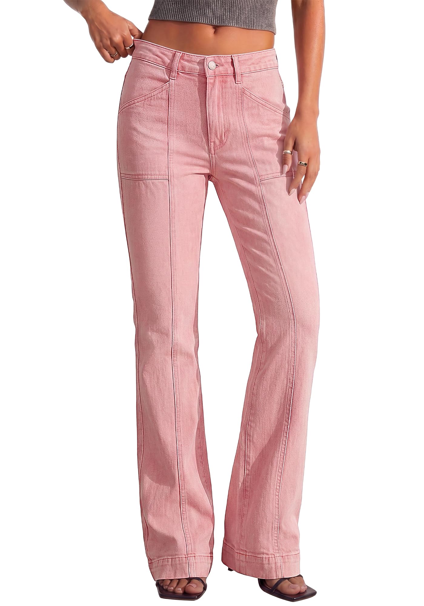 BTFBM Straight Leg Jeans for Women Stretchy Curve Appeal Pants Front Seam, Little Flare Bootcut Jean, High Waisted Denim Pockets, Travel Airport Outfits, Trendy Fall Fashion Clothing