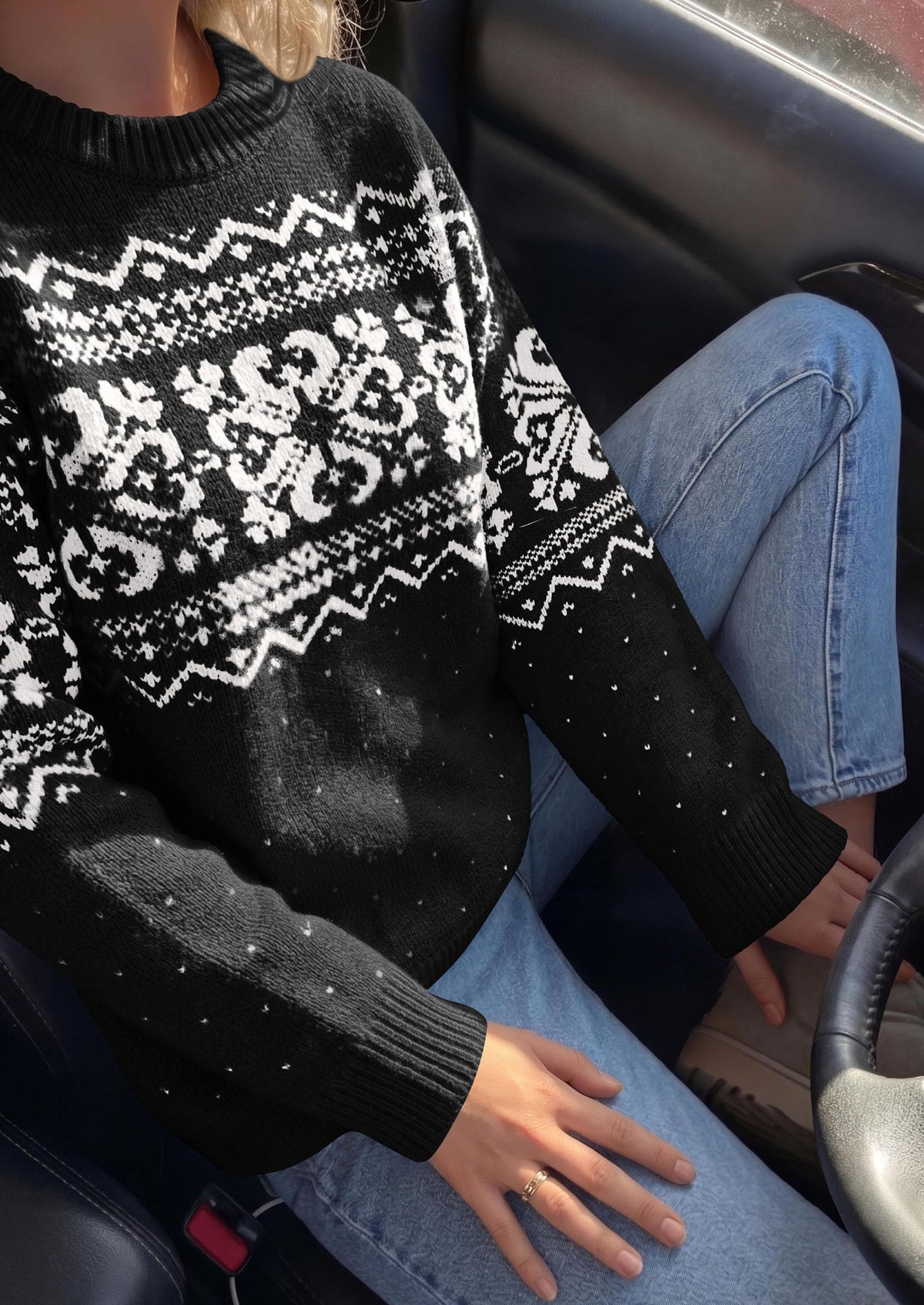 PRETTYGARDEN Women's Fair Isle Oversized Sweater | Relaxed Fit, Soft Cozy Knit, Long Sleeve Pullover, Crew Neck, Going Out Tops, Fall Holiday Outfits, Winter Fashion Clothing