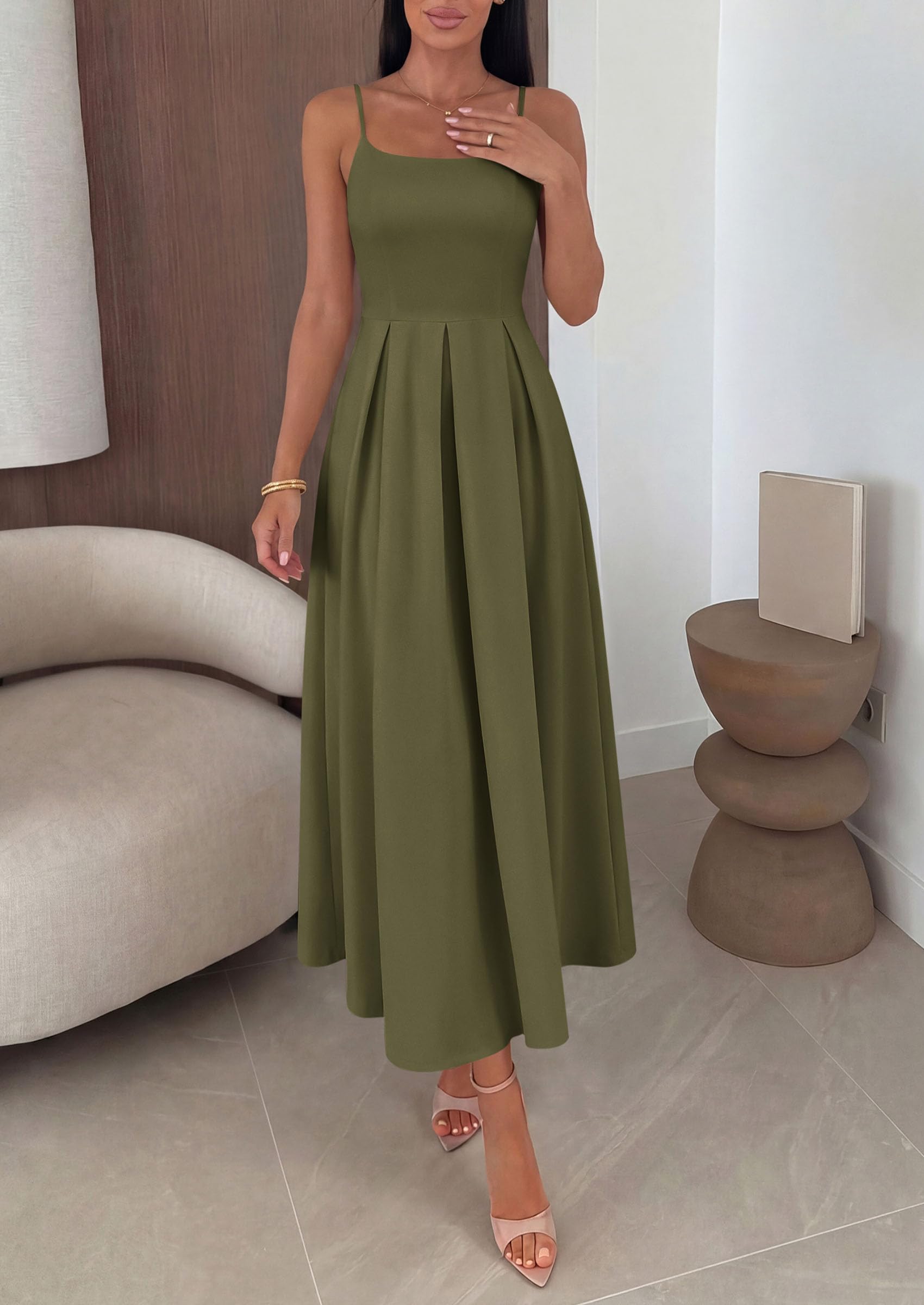 PRETTYGARDEN Cocktail Dresses for Women  Spring Elegant Ruffle A Line Long Flowy Summer Formal Wedding Guest Maxi Dress