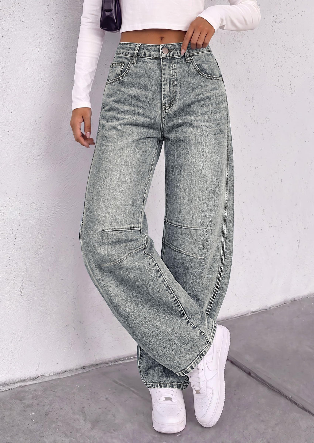 PRETTYGARDEN Women's Barrel Baggy Jeans High Waisted Pants