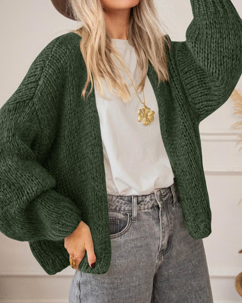 BTFBM Cardigan Sweaters for Women Fall Fashion Clothes | No Button No Pocket Design, Chunky Knit Open Front Cardigans, Ribbed Cuff Long Sleeve Sweater, Loose Winter Coat Clothing