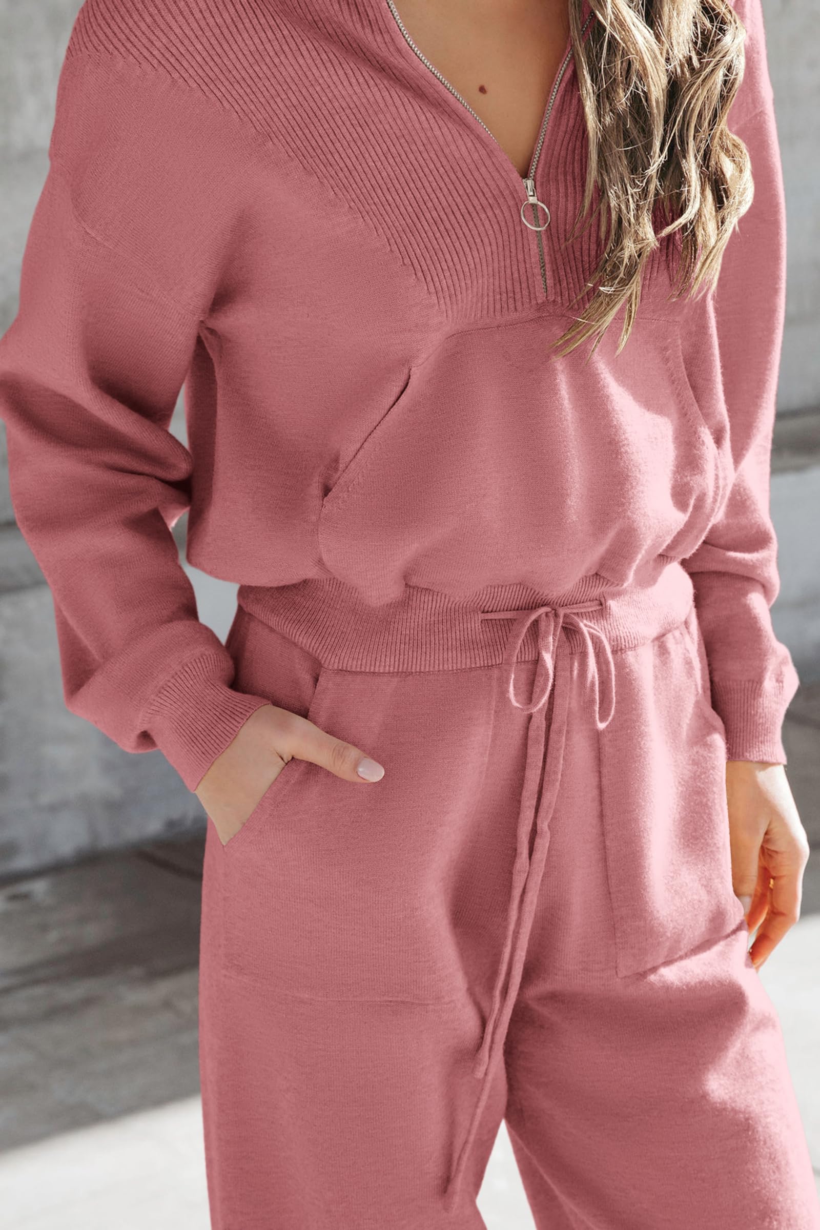 PRETTYGARDEN Women's 2 Piece Sweater Set Pullover Zip Up Sweatshirt Jogger Sweatpants Tracksuit Casual Outfit