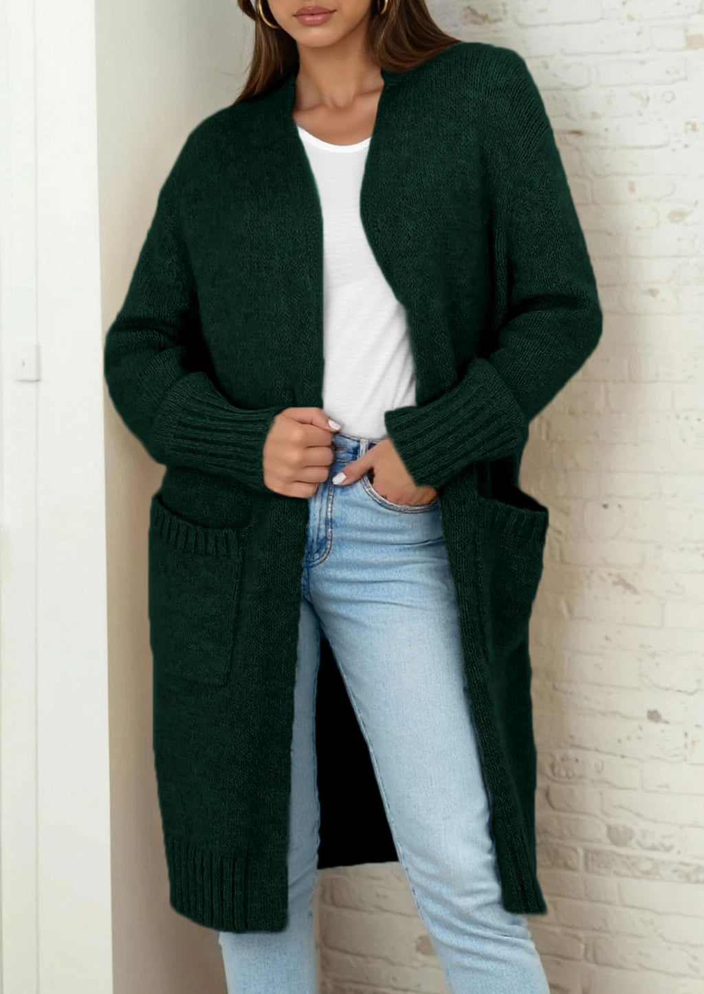 PRETTYGARDEN Fall Long Sleeve Cardigan Sweaters for Women Trendy Winter Open Front Loose Knitted Cardigans with Pockets