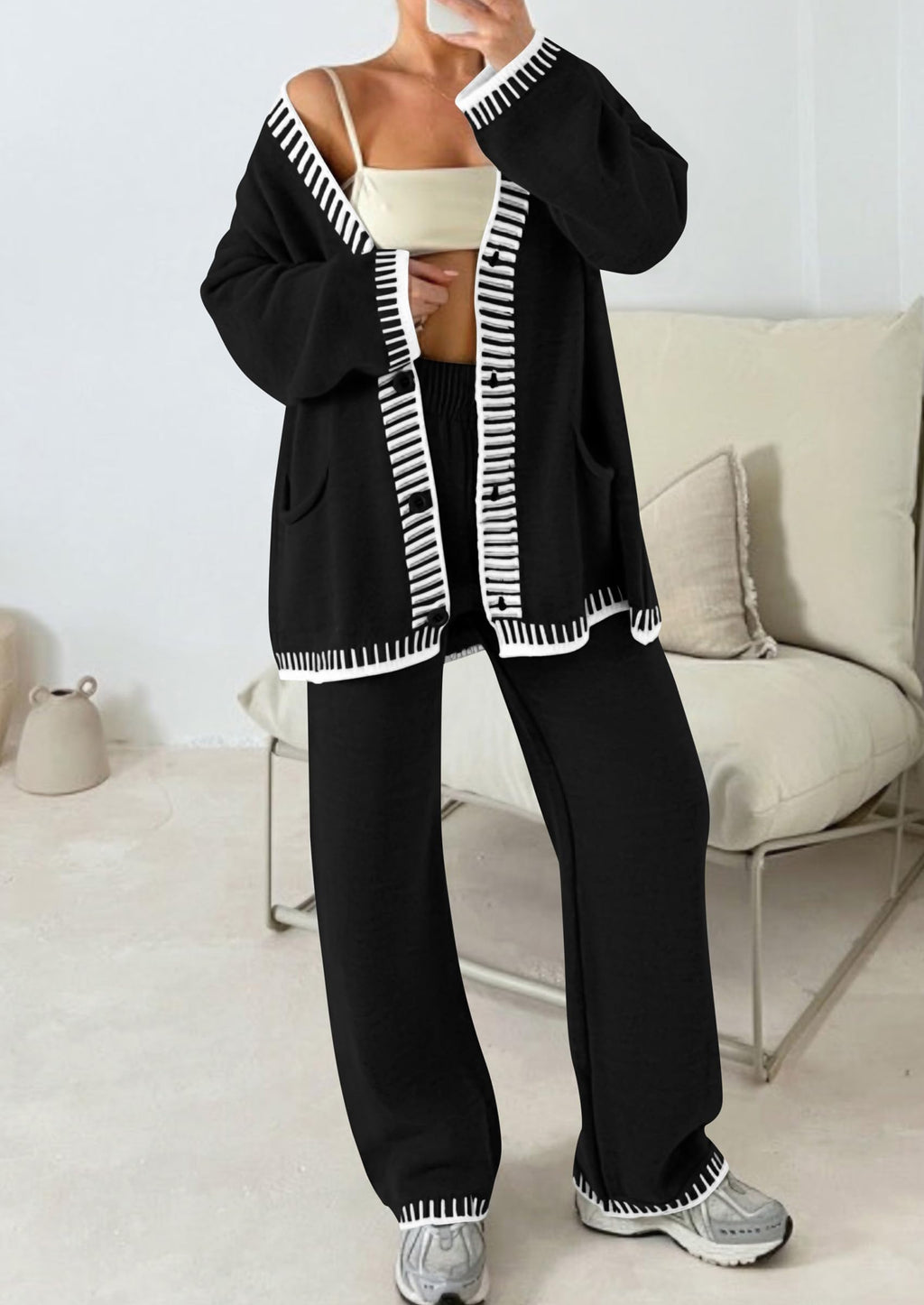 PRETTYGARDEN Lounge Sets for Women Fall Loungewear 2 Piece Outfits Cardigan Sweaters Track Suit Matching Winter Clothing