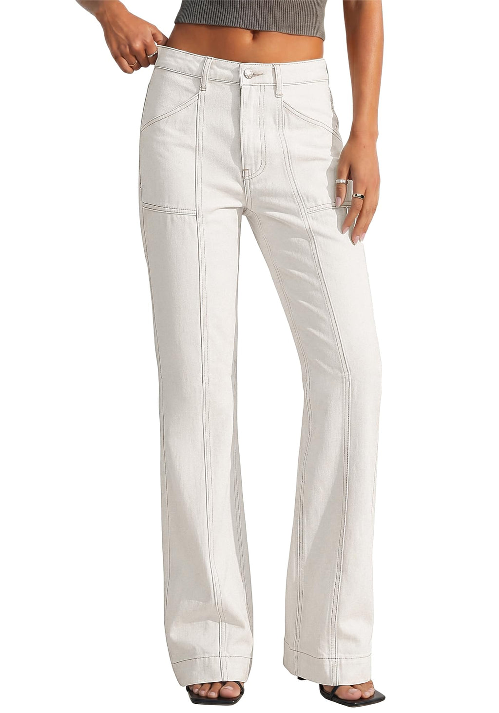 BTFBM Straight Leg Jeans for Women Stretchy Curve Appeal Pants Front Seam, Little Flare Bootcut Jean, High Waisted Denim Pockets, Travel Airport Outfits, Trendy Fall Fashion Clothing