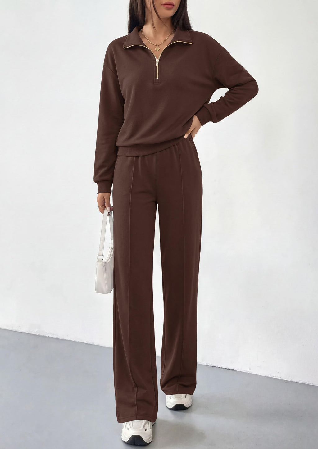 PRETTYGARDEN Women's Lounge Sets 2 Piece Outfits Sweatsuits | Half Zip Pullover Sweatshirts, Wide Leg Pants Pockets, Matching Workout Tracksuits, Airport Travel Resort Wear, Fall Clothes