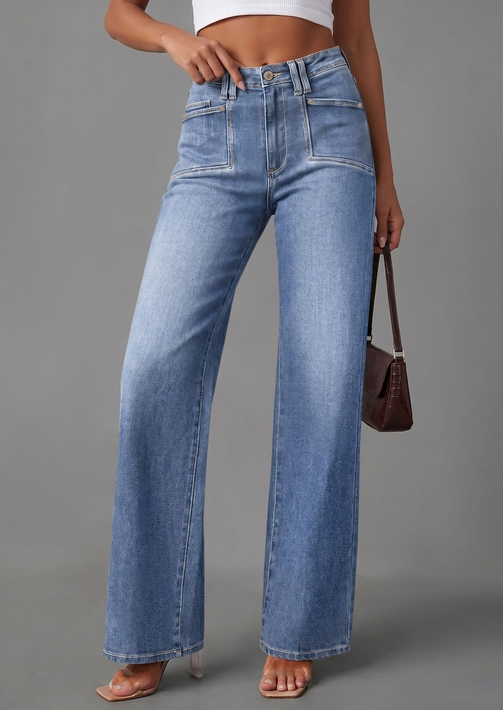 PRETTYGARDEN High Waisted Wide Leg Jeans for Women 2026 Trendy | Classic Straight Baggy Fit, Stretchy Denim Pants with Pockets, Casual Daily Work Going Out, All Season Wear