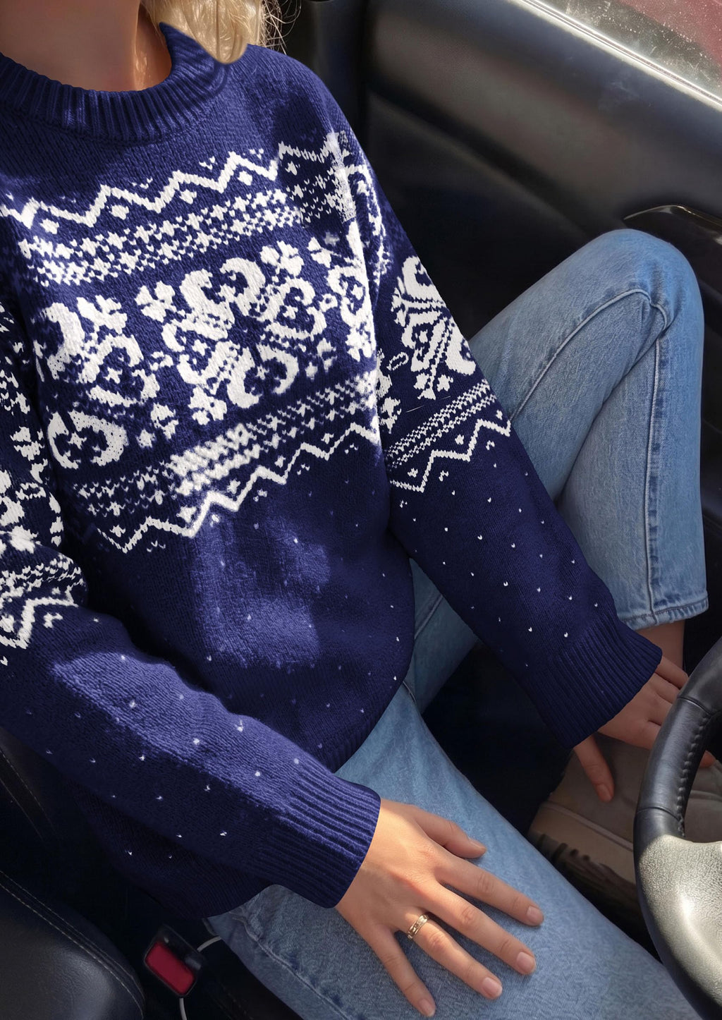 PRETTYGARDEN Women's Fair Isle Oversized Sweater | Relaxed Fit, Soft Cozy Knit, Long Sleeve Pullover, Crew Neck, Going Out Tops, Fall Holiday Outfits, Winter Fashion Clothing