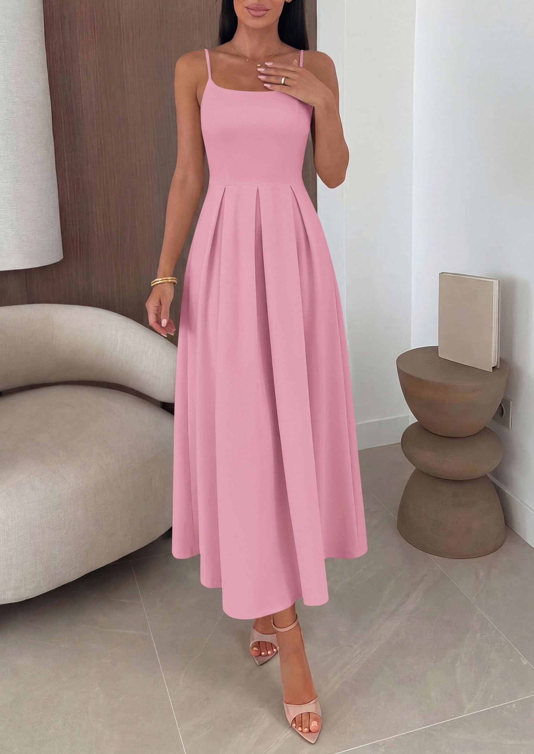 PRETTYGARDEN Cocktail Dresses for Women  Spring Elegant Ruffle A Line Long Flowy Summer Formal Wedding Guest Maxi Dress