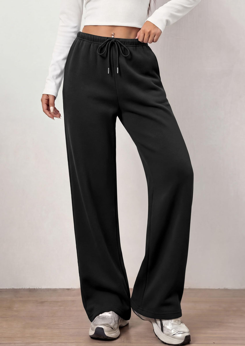 PRETTYGARDEN Womens Wide Leg Sweatpants Fleece Lounge Pants | Elastic Drawstring Waist,Baggy Jogger Yoga Sweat pants,Pockets,Fall Winter Clothes,Loose Daily Casual & Loungewear Trousers