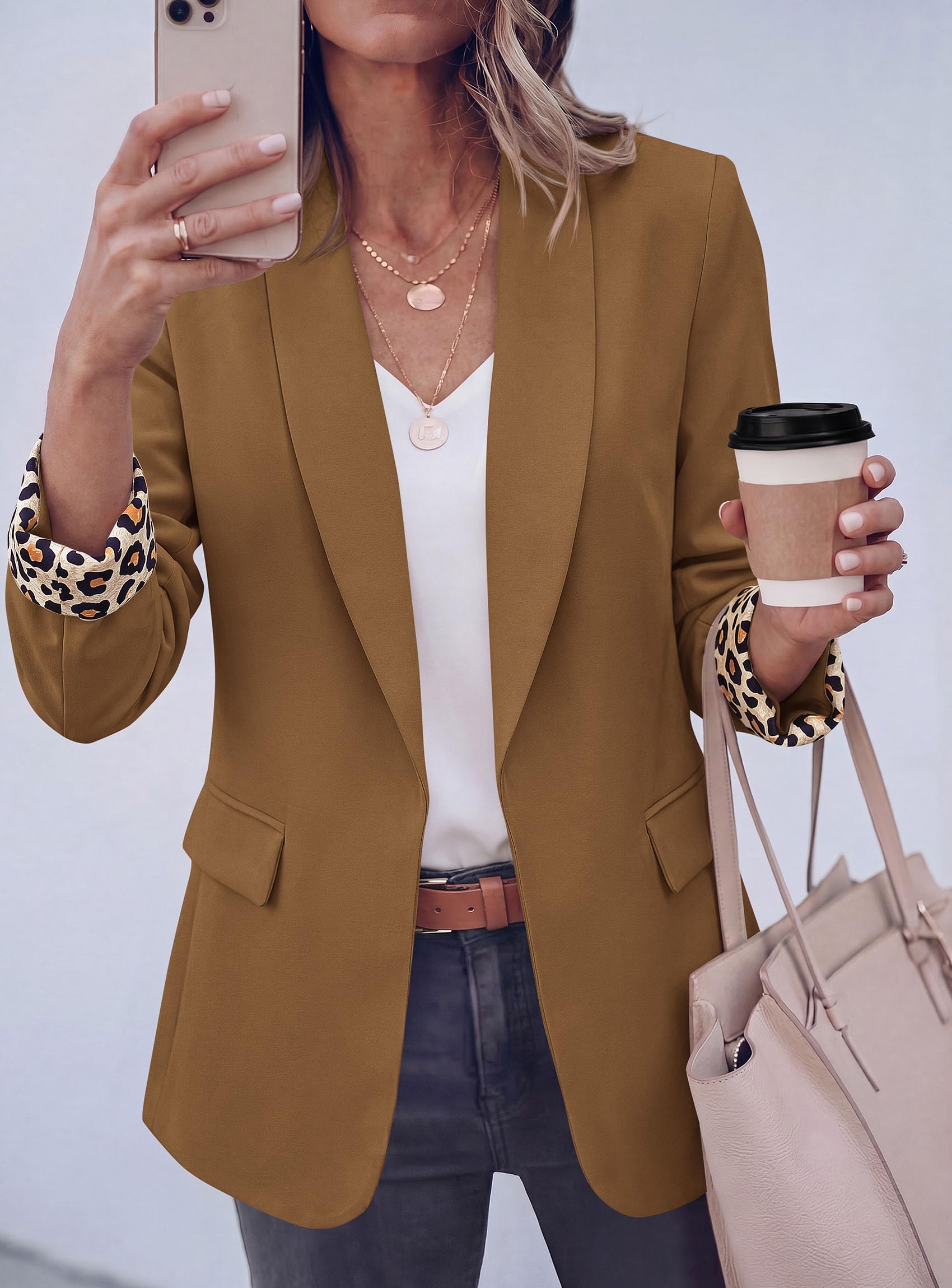 PRETTYGARDEN Blazers for Women Business Casual Open Front Lapel Suit Jacket