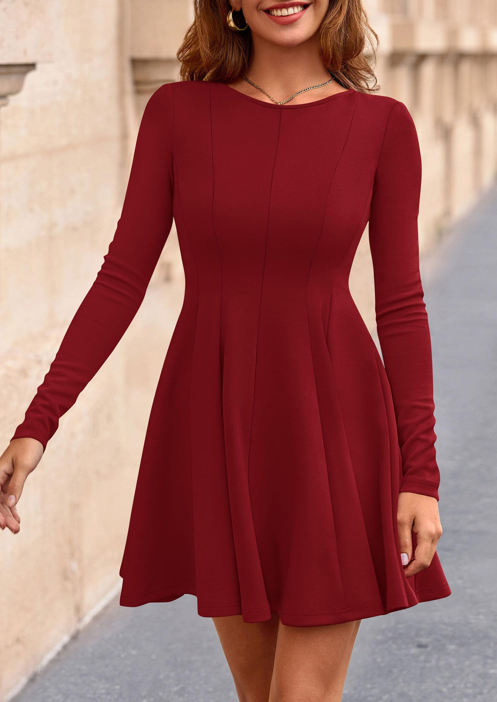 PRETTYGARDEN Fall Cocktail Dresses for Women Elegant Classy Wedding Guest  Long Sleeve Homecoming Party A Line Mini Dress