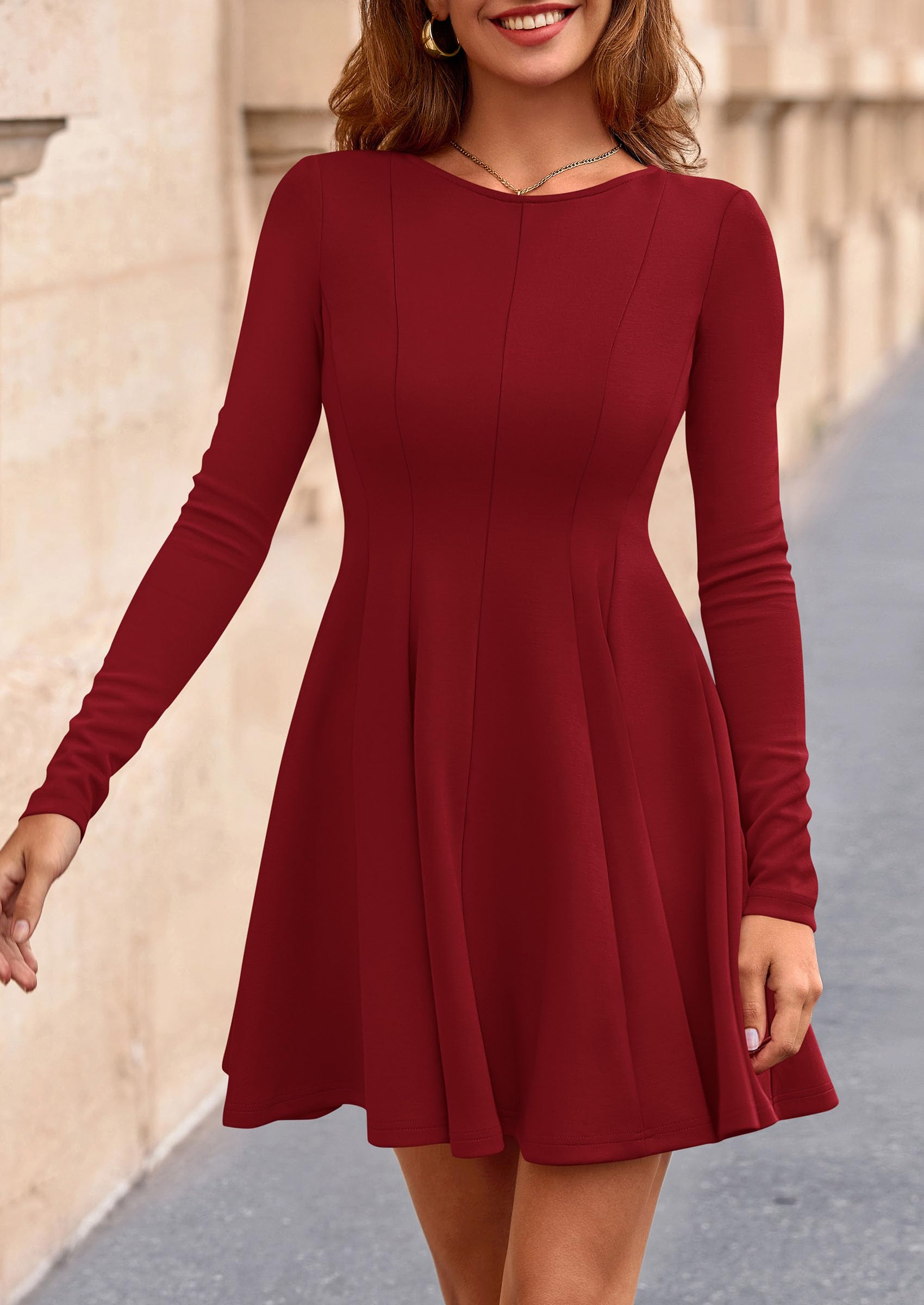PRETTYGARDEN Fall Cocktail Dresses for Women Elegant Classy Wedding Guest  Long Sleeve Homecoming Party A Line Mini Dress