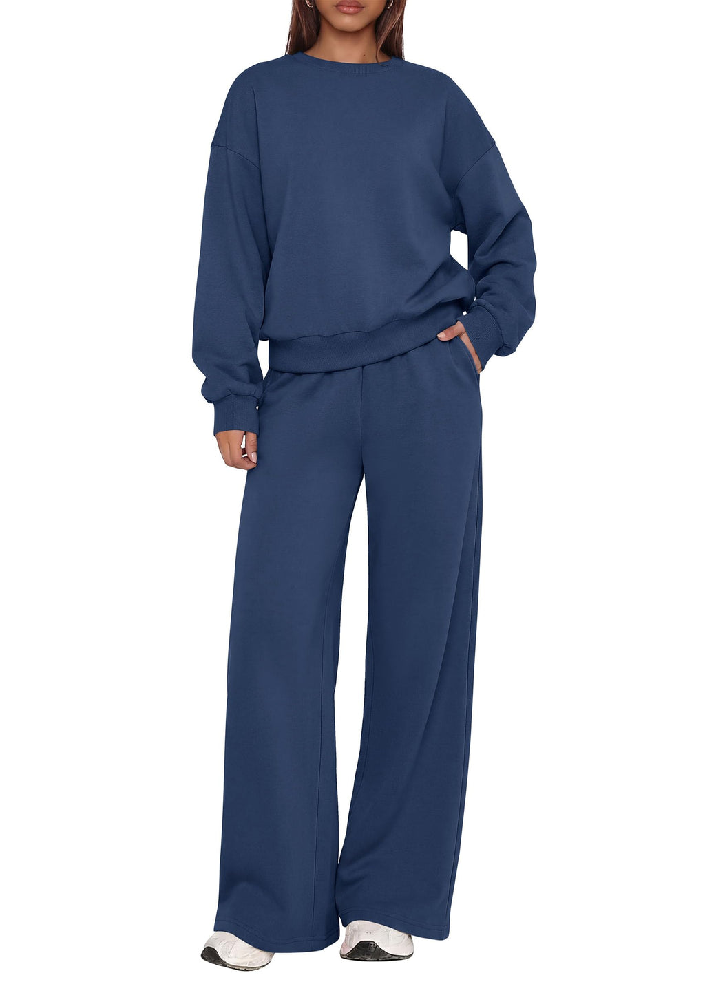 PRETTYGARDEN 2 Piece Lounge Sets for Women Casual Sweatsuits | Soft Fleece Lining,Crew Neck Oversized Sweatshirt & Wide Leg Pants,Workout Airport Matching Set Tracksuit,Fall Winter Outfits