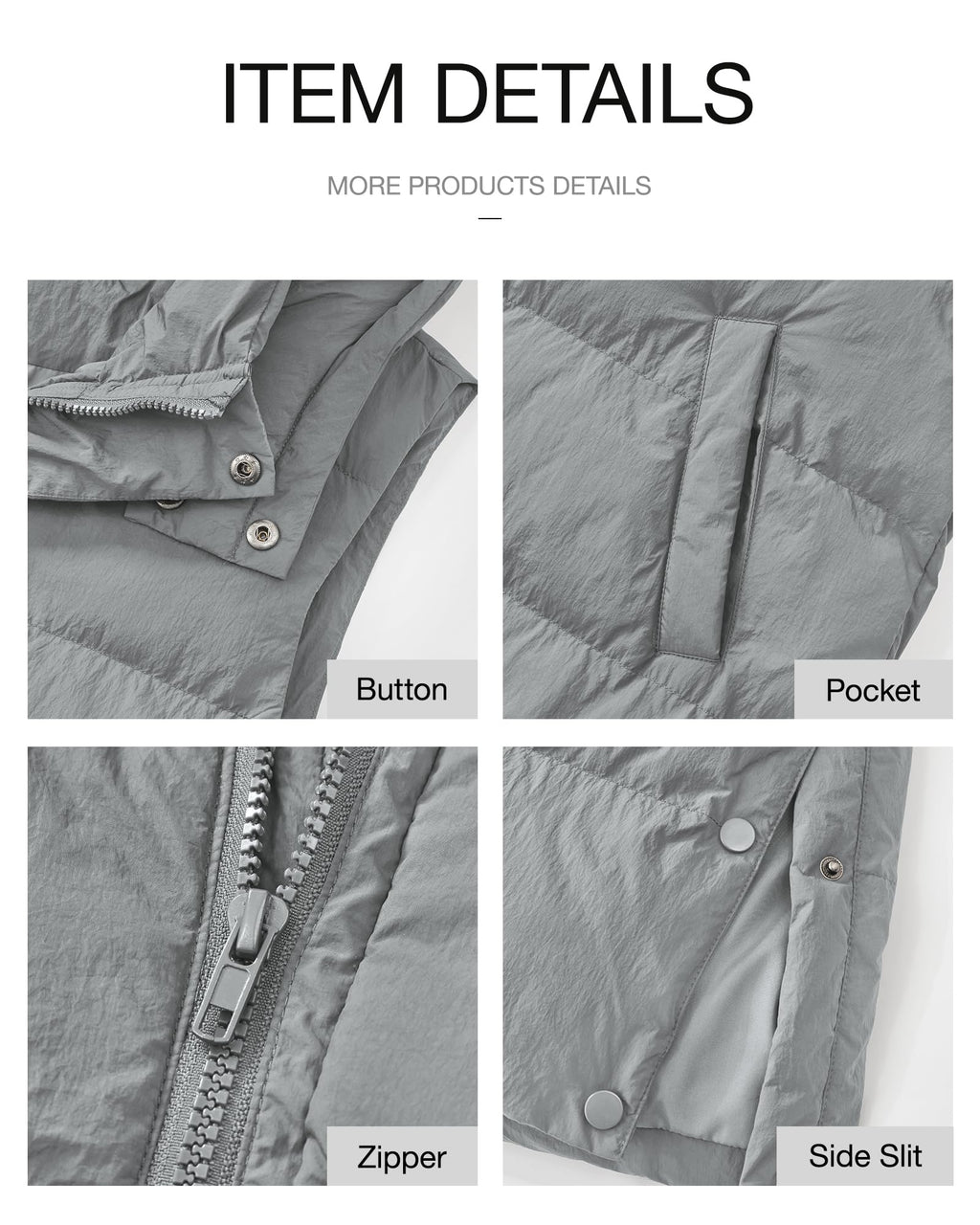 FreshPretty Long Puffer Vest Women Quilted Hooded Button Down Zip Up Sleeveless Vests Outerwear Padded Jacket Fall Winter Coat