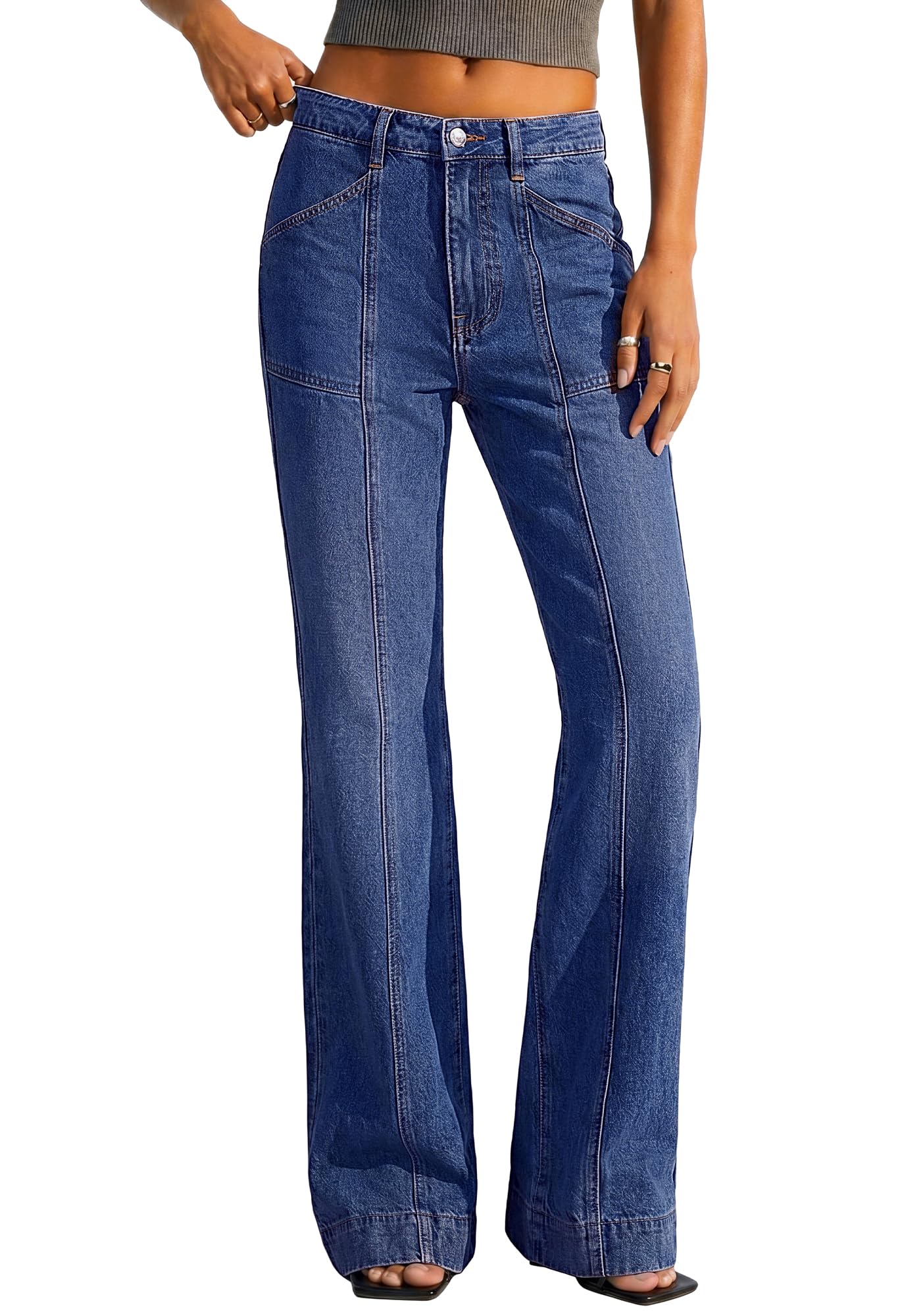BTFBM Straight Leg Jeans for Women Stretchy Curve Appeal Pants Front Seam, Little Flare Bootcut Jean, High Waisted Denim Pockets, Travel Airport Outfits, Trendy Fall Fashion Clothing