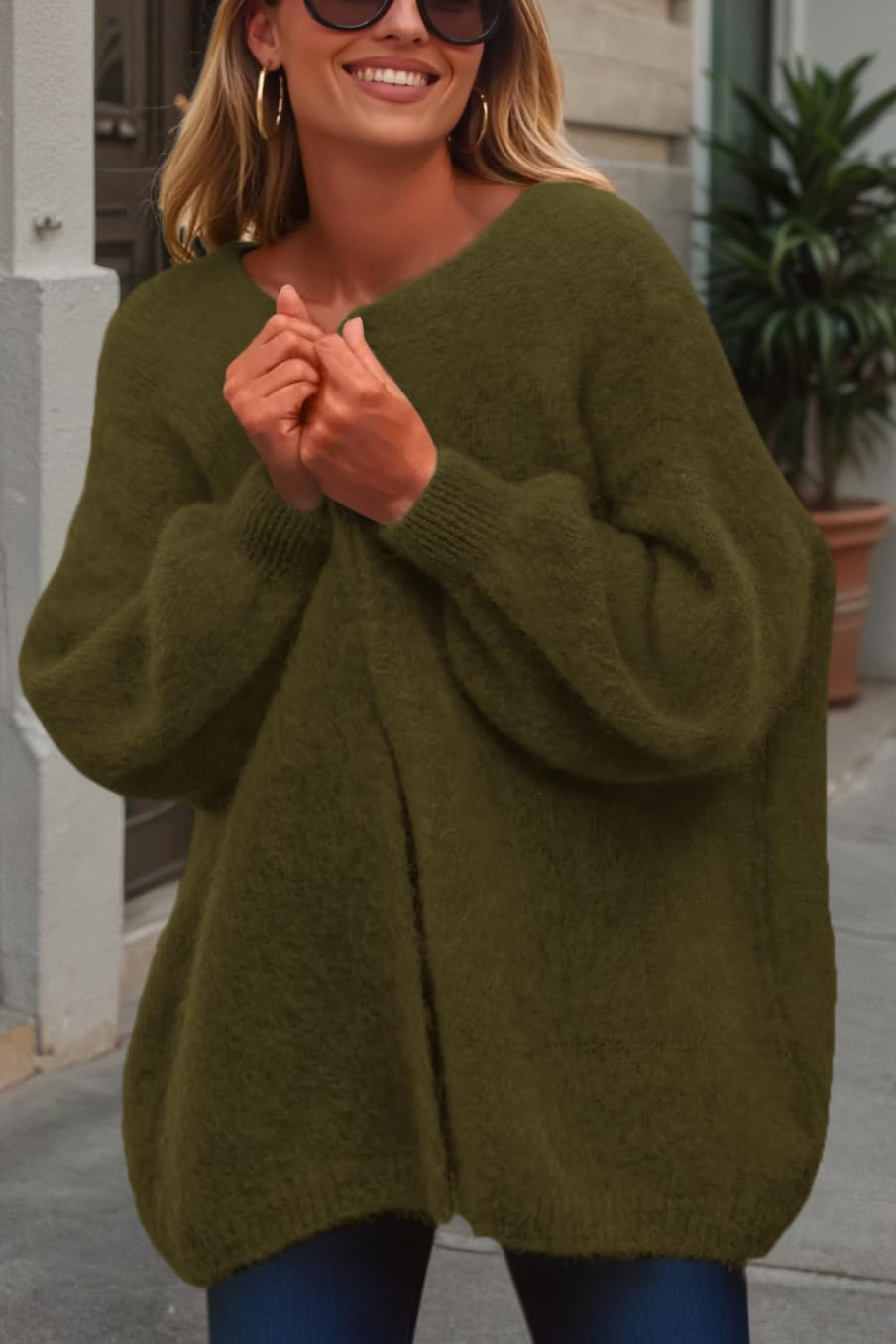 FreshPretty Women Open Front Slouchy Cozy Chunky Knit Cardigans,Fall Fashion Long Sleeve Drop Shoulder Soft Oversized Sweaters,Cute Long Cardigan Winter Clothing,Spring Trendy Outerwear