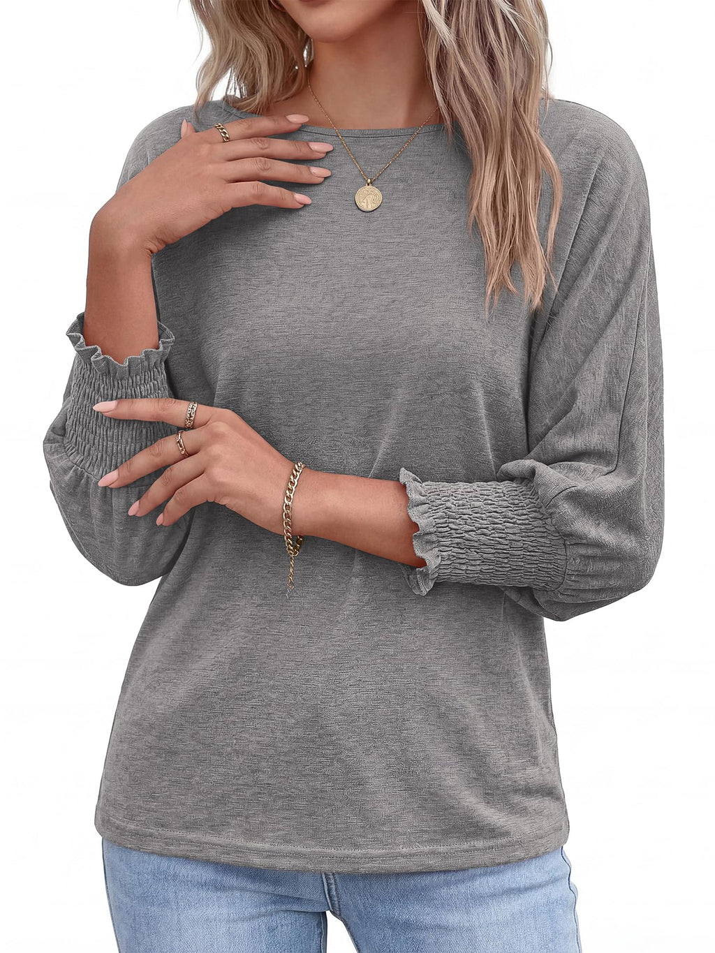 BTFBM Womens Tops Dressy Casual Summer T Shirts Crewneck 3/4 Sleeve Beach Vacation Loose Tunic Spring Work Blouse