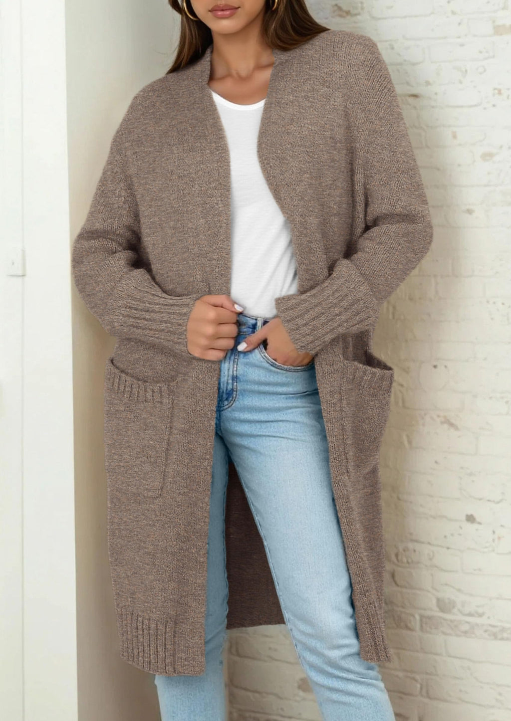 PRETTYGARDEN Fall Long Sleeve Cardigan Sweaters for Women Trendy Winter Open Front Loose Knitted Cardigans with Pockets