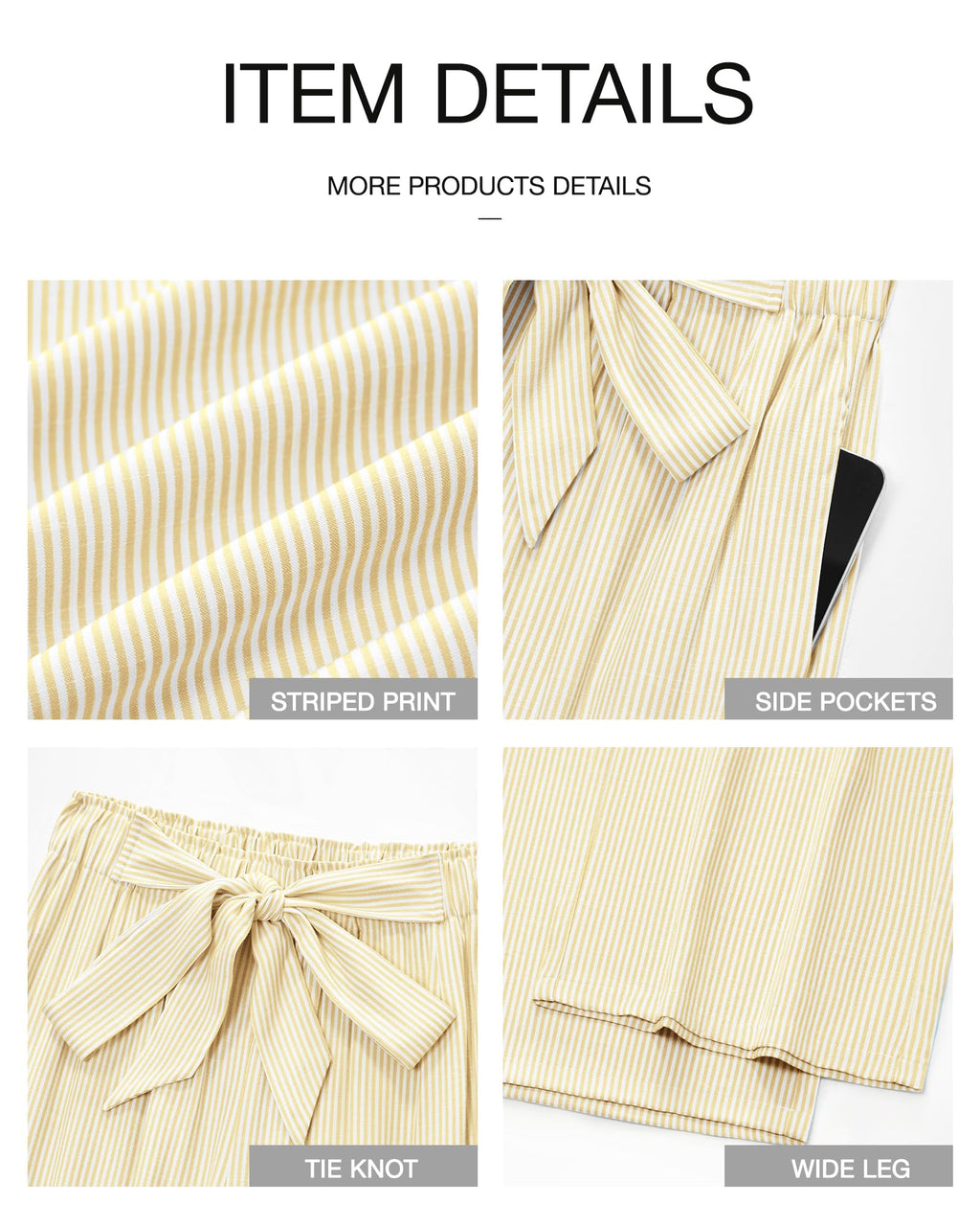 FreshPretty Palazzo Pants for Women  Fall Striped Flowy Tie Knot Wide Leg High Waist Dressy Casual Work Pants Trousers