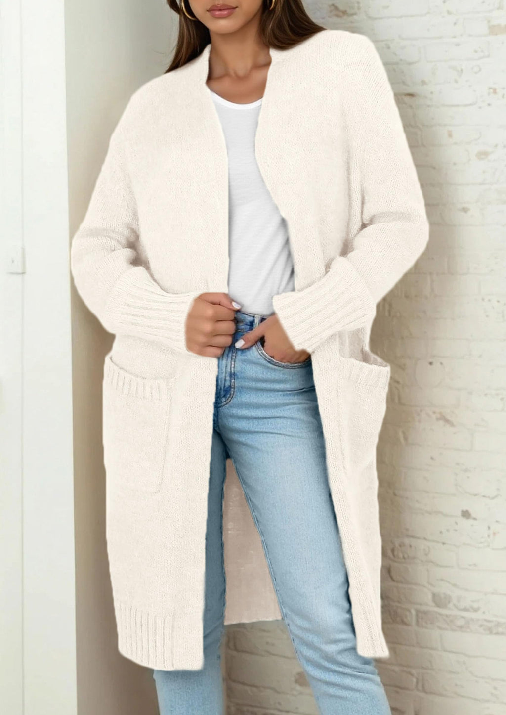 PRETTYGARDEN Fall Long Sleeve Cardigan Sweaters for Women Trendy Winter Open Front Loose Knitted Cardigans with Pockets