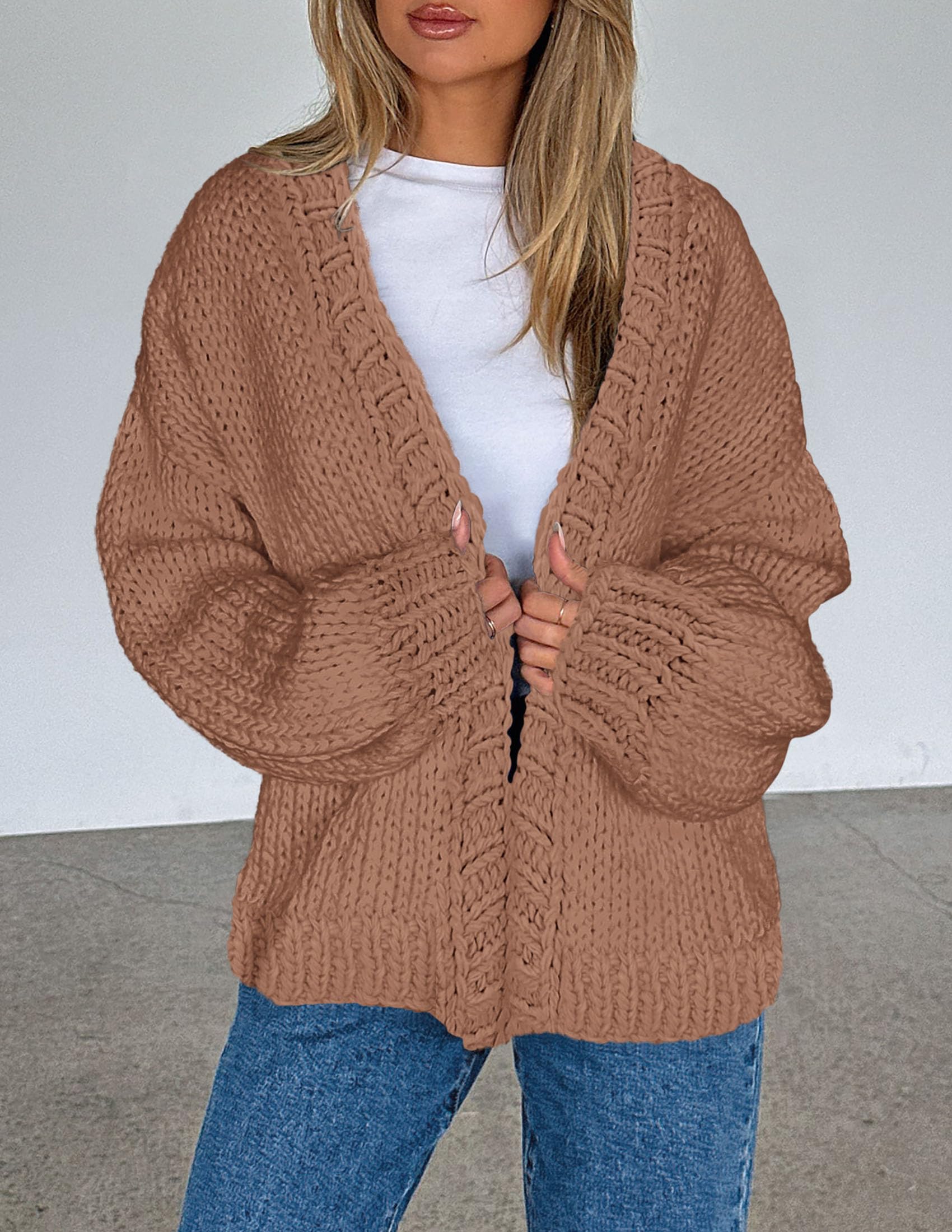 PRETTYGARDEN Cardigan Sweaters for Women Trendy Fall Fashion Long Sleeve Chunky Knit Cardigans Winter Clothing Outfits