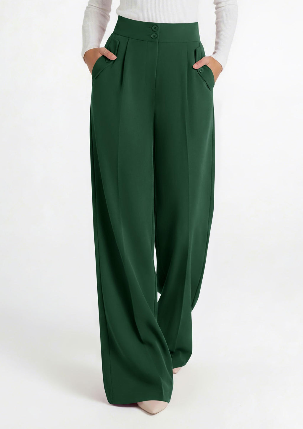 PRETTYGARDEN Women's Wide Leg Work Dress Pants Trousers | Palazzo Pant with Pockets, Lightweight Flowy, High Elastic Waistband, Office Wear, Business Casual Outfits, Fashion Clothing