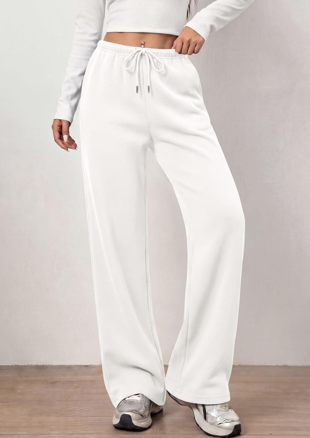 PRETTYGARDEN Womens Wide Leg Sweatpants Fleece Lounge Pants | Elastic Drawstring Waist,Baggy Jogger Yoga Sweat pants,Pockets,Fall Winter Clothes,Loose Daily Casual & Loungewear Trousers