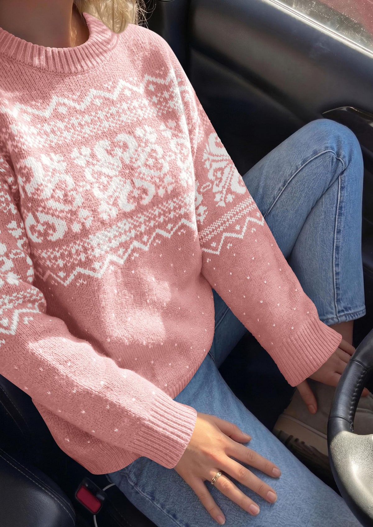 PRETTYGARDEN Women's Fair Isle Oversized Sweater | Relaxed Fit, Soft Cozy Knit, Long Sleeve Pullover, Crew Neck, Going Out Tops, Fall Holiday Outfits, Winter Fashion Clothing