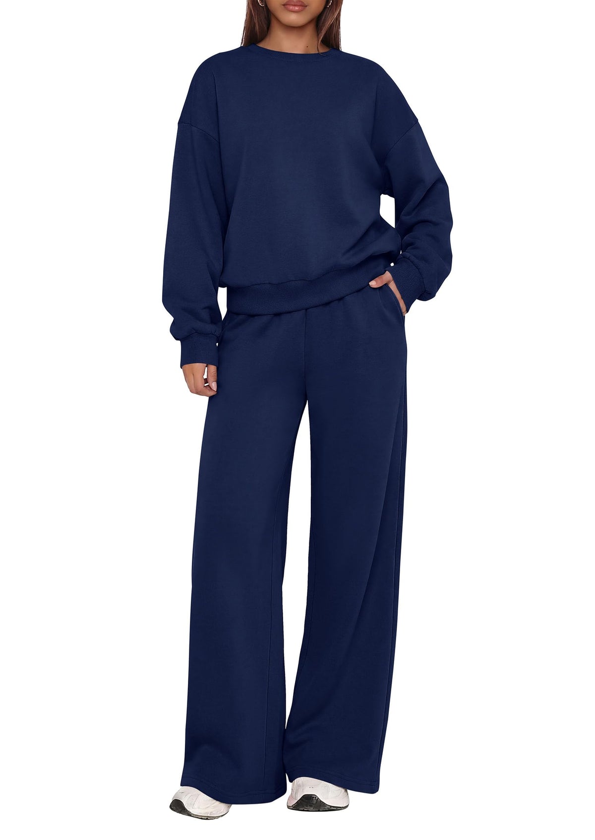 PRETTYGARDEN 2 Piece Lounge Sets for Women Casual Sweatsuits | Soft Fleece Lining,Crew Neck Oversized Sweatshirt & Wide Leg Pants,Workout Airport Matching Set Tracksuit,Fall Winter Outfits