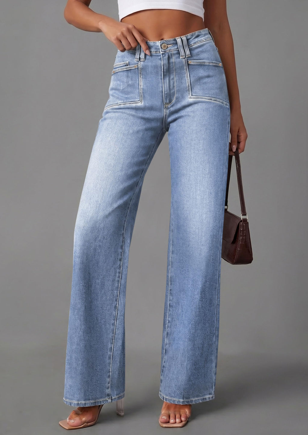 PRETTYGARDEN High Waisted Wide Leg Jeans for Women 2026 Trendy | Classic Straight Baggy Fit, Stretchy Denim Pants with Pockets, Casual Daily Work Going Out, All Season Wear