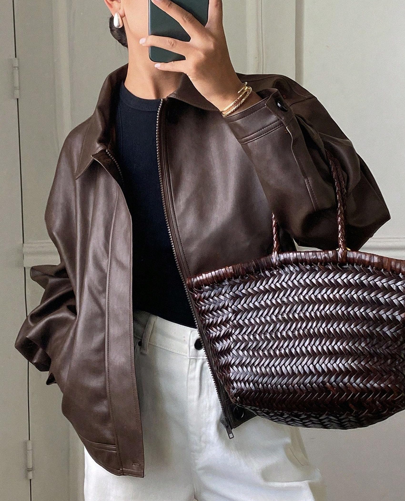 PRETTYGARDEN Women's Faux Leather Oversized Motorcycle Jackets