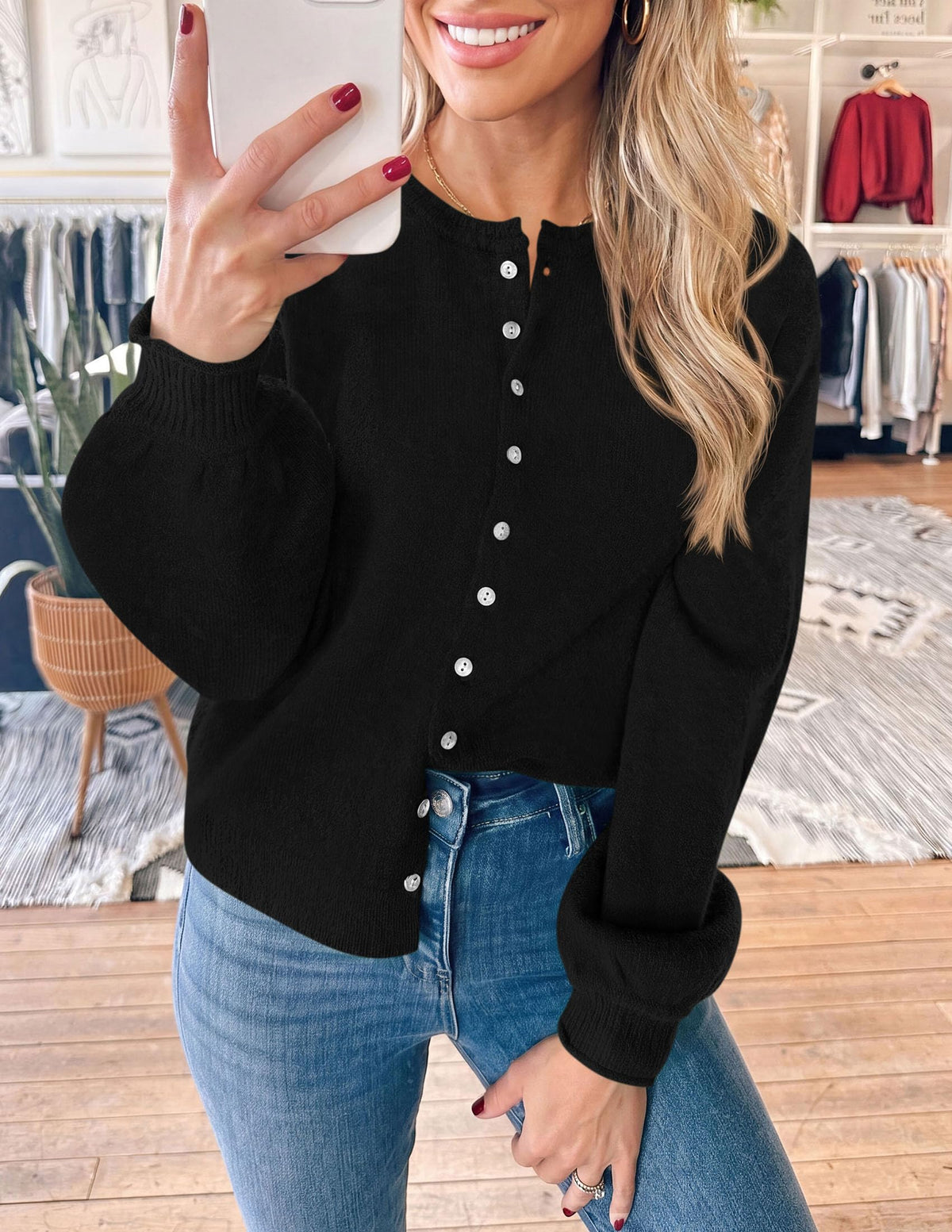 PRETTYGARDEN Women's Knit Cardigan Lightweight Cozy Sweaters Comfy Long Sleeve Work Tops, Button Down Shirts, Rolled Edges, Casual Fall Clothes for Going Out, Holiday, Winter Layering