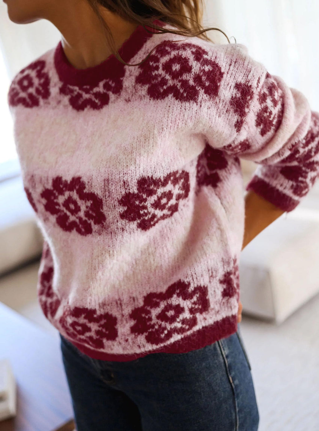 PRETTYGARDEN Women's Floral Crewneck Sweater Knit Pullover Loose Fit, Chunky Knit Sweaters Tops, Dressy Casual Work Vacation Holiday Outfits, Womens Fall Fashion, Winter Clothes