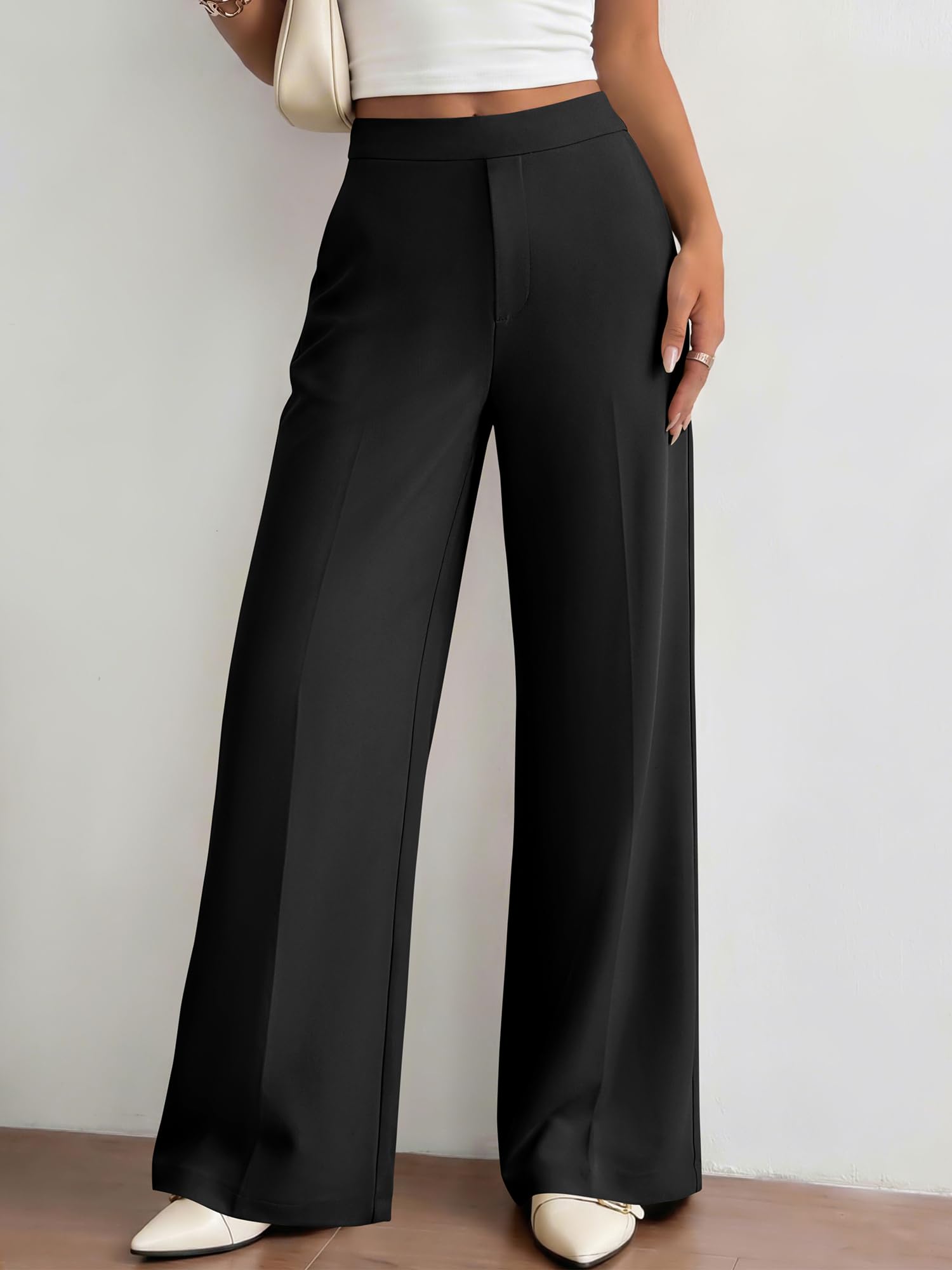 BTFBM Womens Dress Pants Wide Leg Trousers Pockets | High Waisted Long Business Casual Slacks Fall Fashion