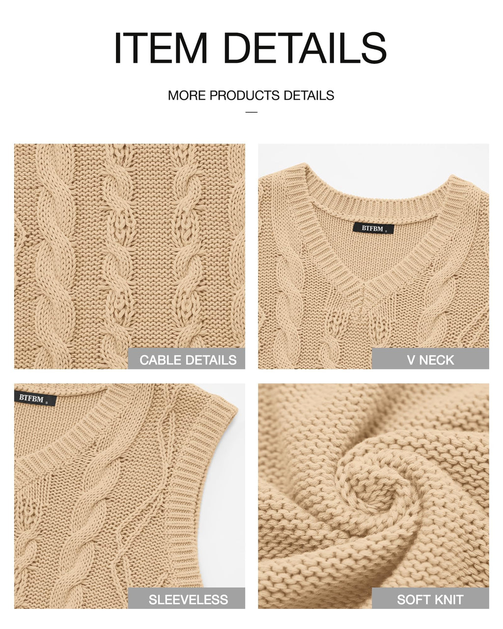 FreshPretty Sweater Vest Women Oversized V Neck Cable Knit Casual Pullover Sweaters Fall Outfits Sleeveless Tops