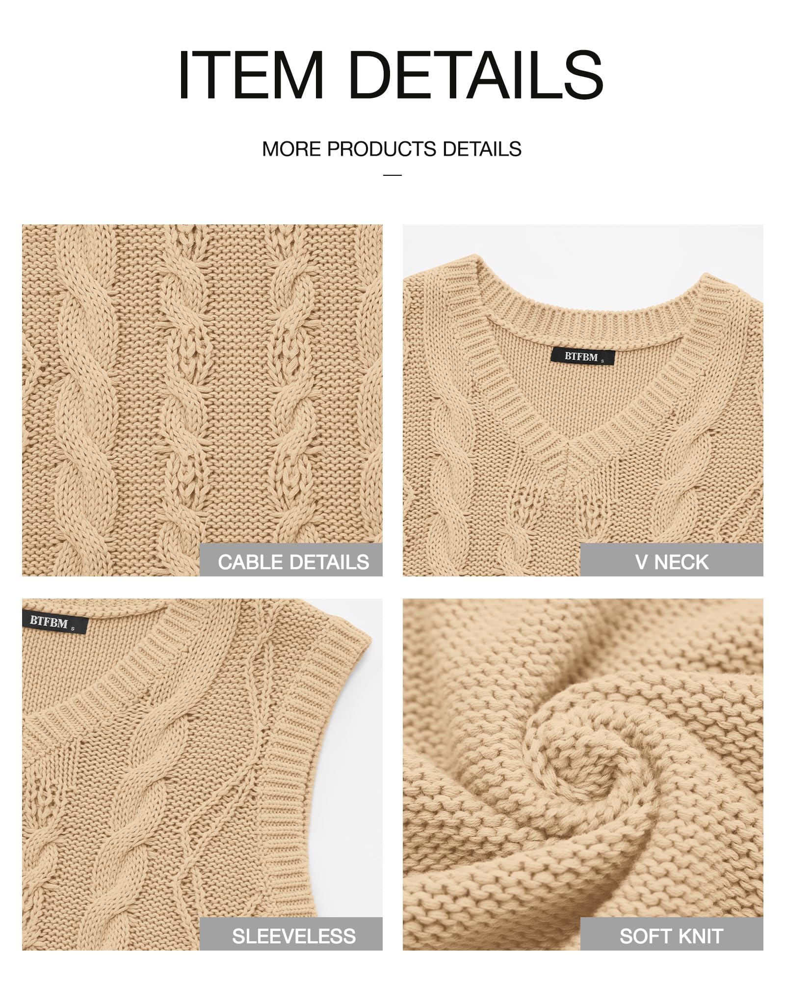 FreshPretty Sweater Vest Women Oversized V Neck Cable Knit Casual Pullover Sweaters Fall Outfits Sleeveless Tops