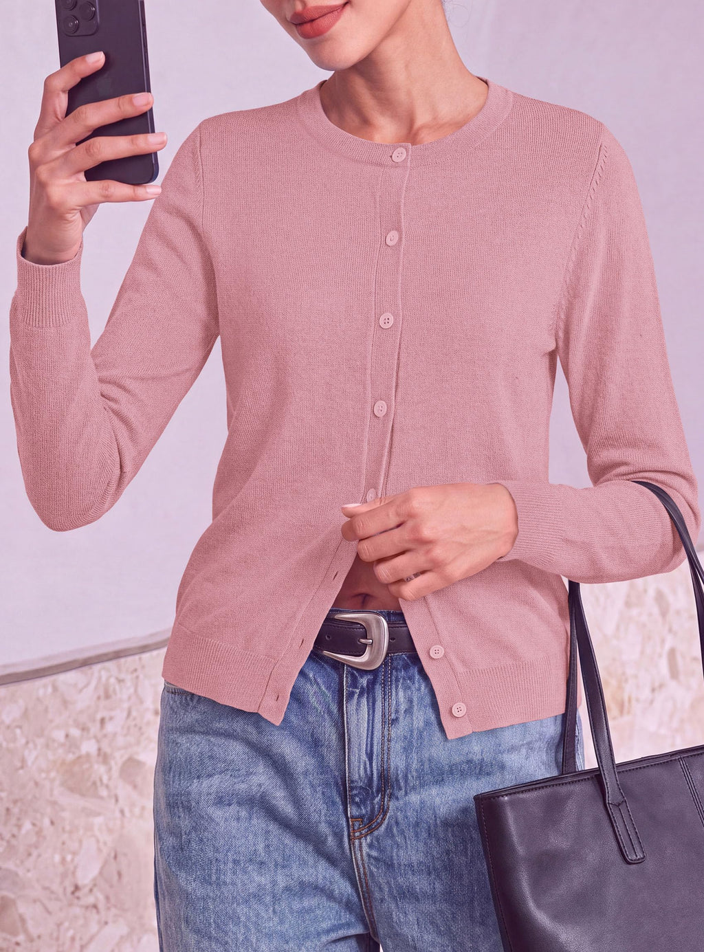 PRETTYGARDEN Lightweight Cardigans for Women Knit Sweaters Long Sleeve Button Down Shirts, Casual Work Office Going Out Tops, Fall Winter Layering Clothes, Bolero Shrugs for Dresses
