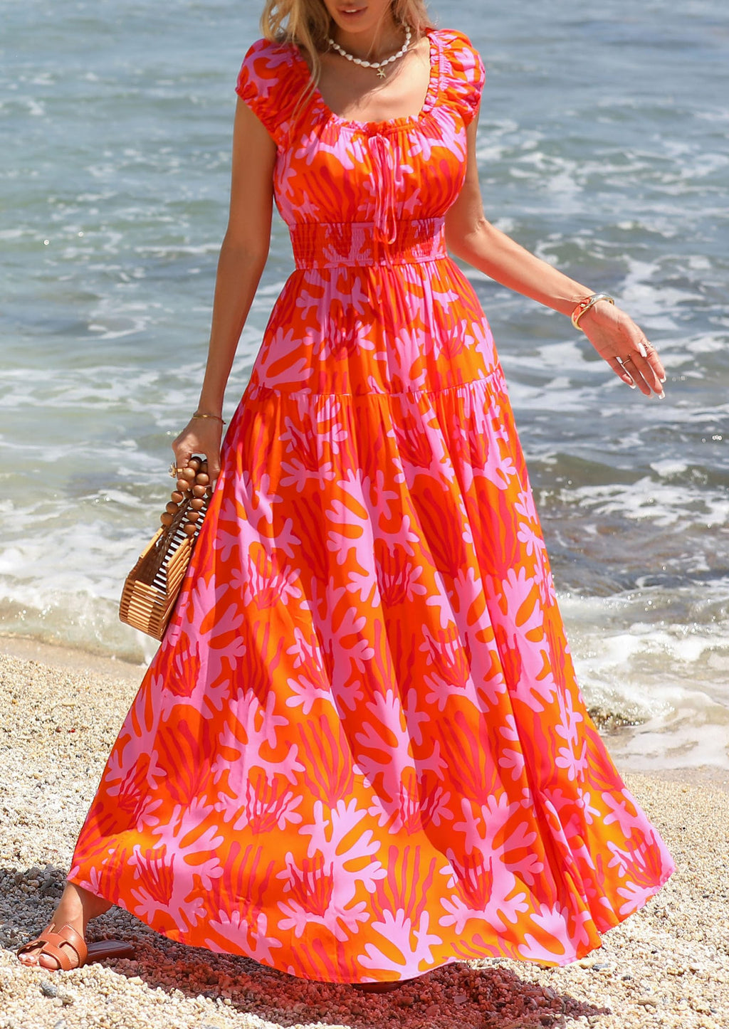 PRETTYGARDEN Boho Maxi Dresses for Women  Summer Floral Wedding Guest Dress Resort Wear Spring Long Flowy Beach Sundress