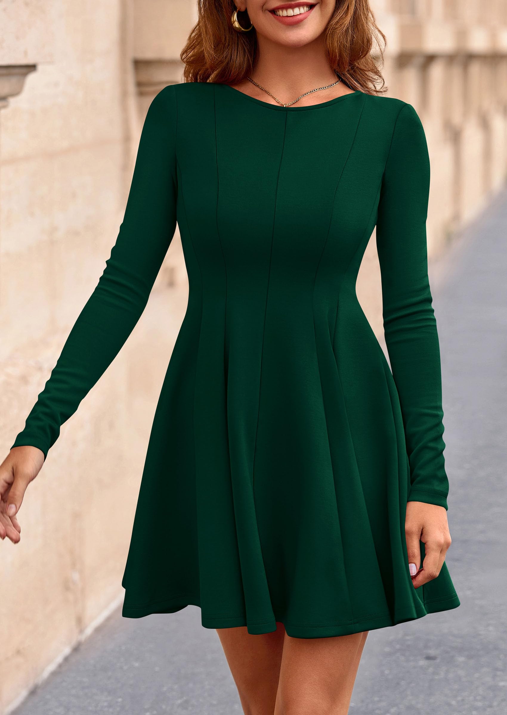 PRETTYGARDEN Fall Cocktail Dresses for Women Elegant Classy Wedding Guest  Long Sleeve Homecoming Party A Line Mini Dress