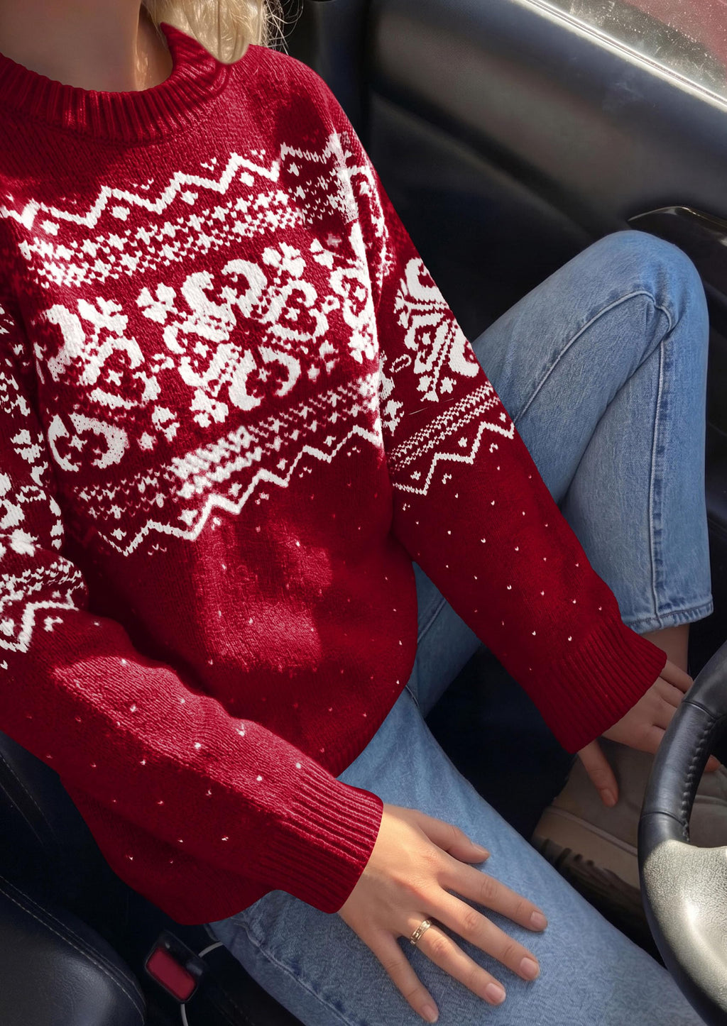 PRETTYGARDEN Women's Fair Isle Oversized Sweater | Relaxed Fit, Soft Cozy Knit, Long Sleeve Pullover, Crew Neck, Going Out Tops, Fall Holiday Outfits, Winter Fashion Clothing