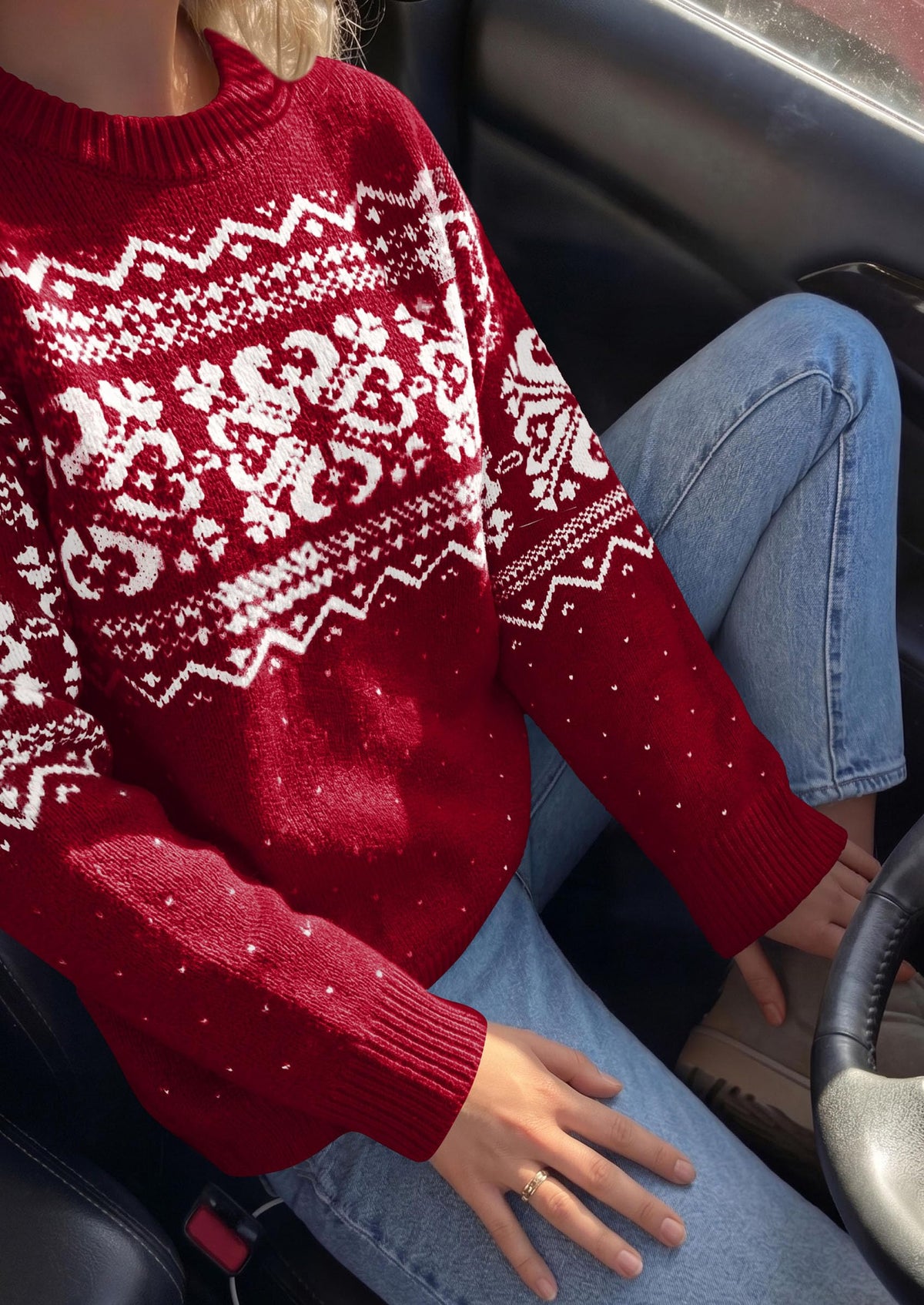 PRETTYGARDEN Women's Fair Isle Oversized Sweater | Relaxed Fit, Soft Cozy Knit, Long Sleeve Pullover, Crew Neck, Going Out Tops, Fall Holiday Outfits, Winter Fashion Clothing