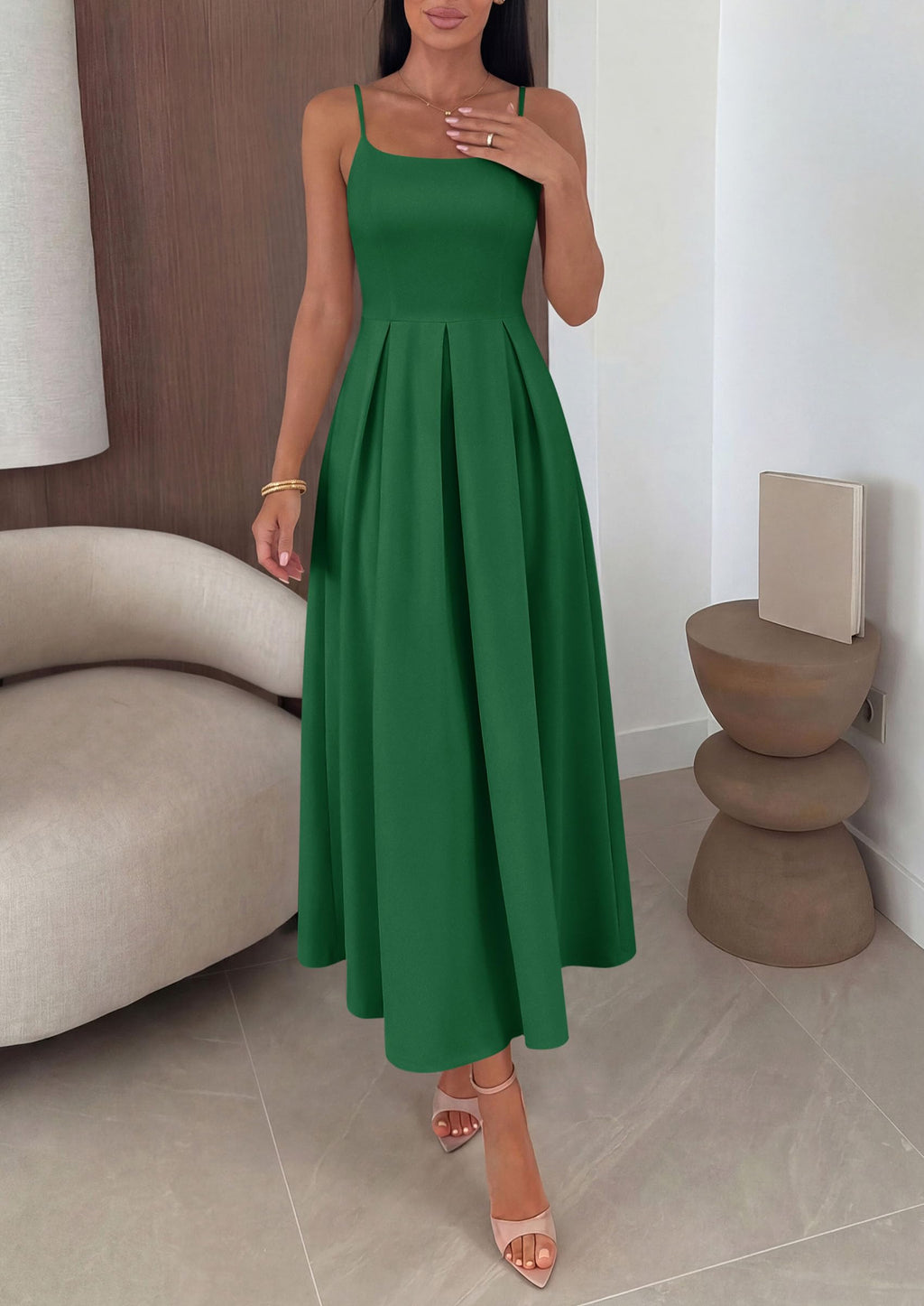 PRETTYGARDEN Cocktail Dresses for Women  Spring Elegant Ruffle A Line Long Flowy Summer Formal Wedding Guest Maxi Dress