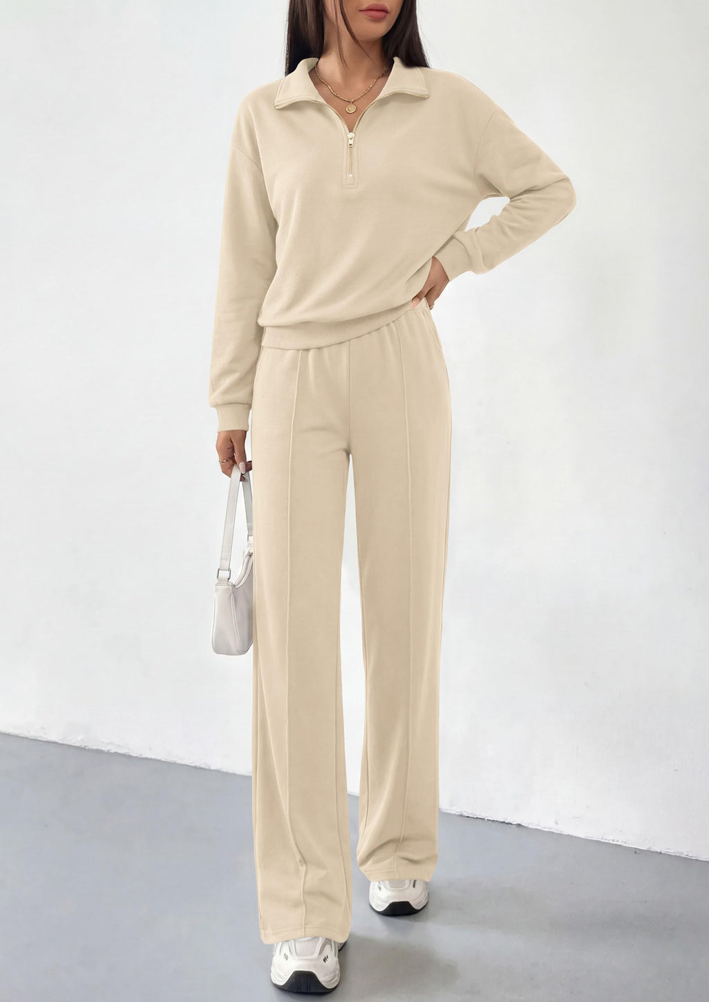 PRETTYGARDEN Women's Lounge Sets 2 Piece Outfits Sweatsuits | Half Zip Pullover Sweatshirts, Wide Leg Pants Pockets, Matching Workout Tracksuits, Airport Travel Resort Wear, Fall Clothes