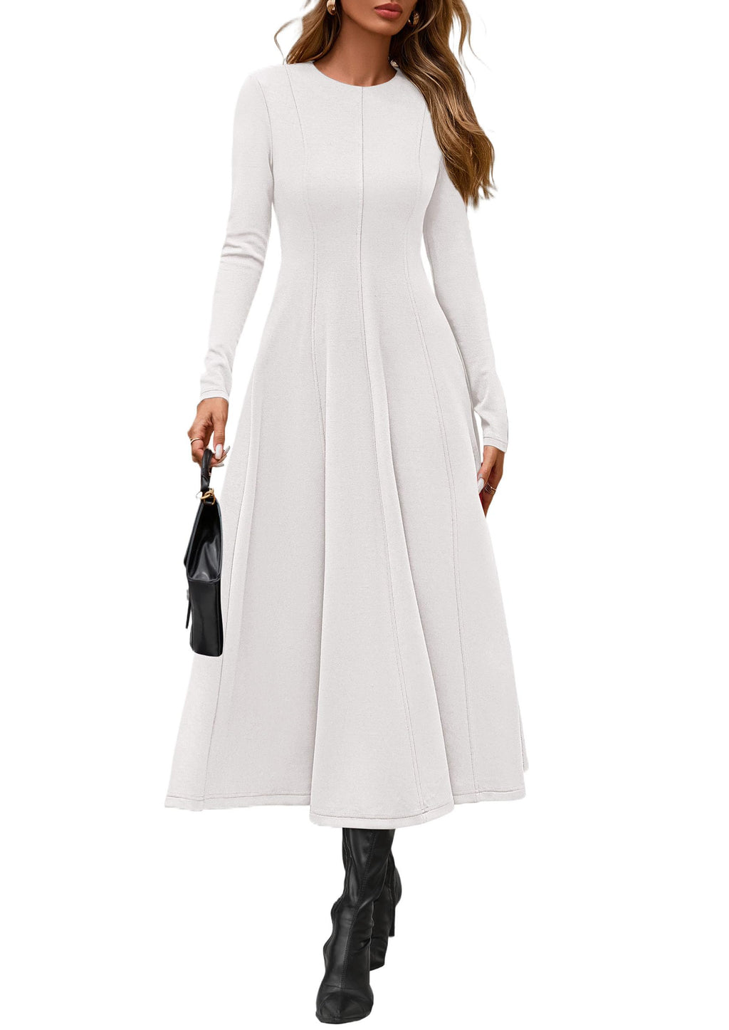 PRETTYGARDEN Cocktail Dresses for Women  Elegant Classy Fall Long Sleeve Midi A Line Flowy Modest Winter Party Dress