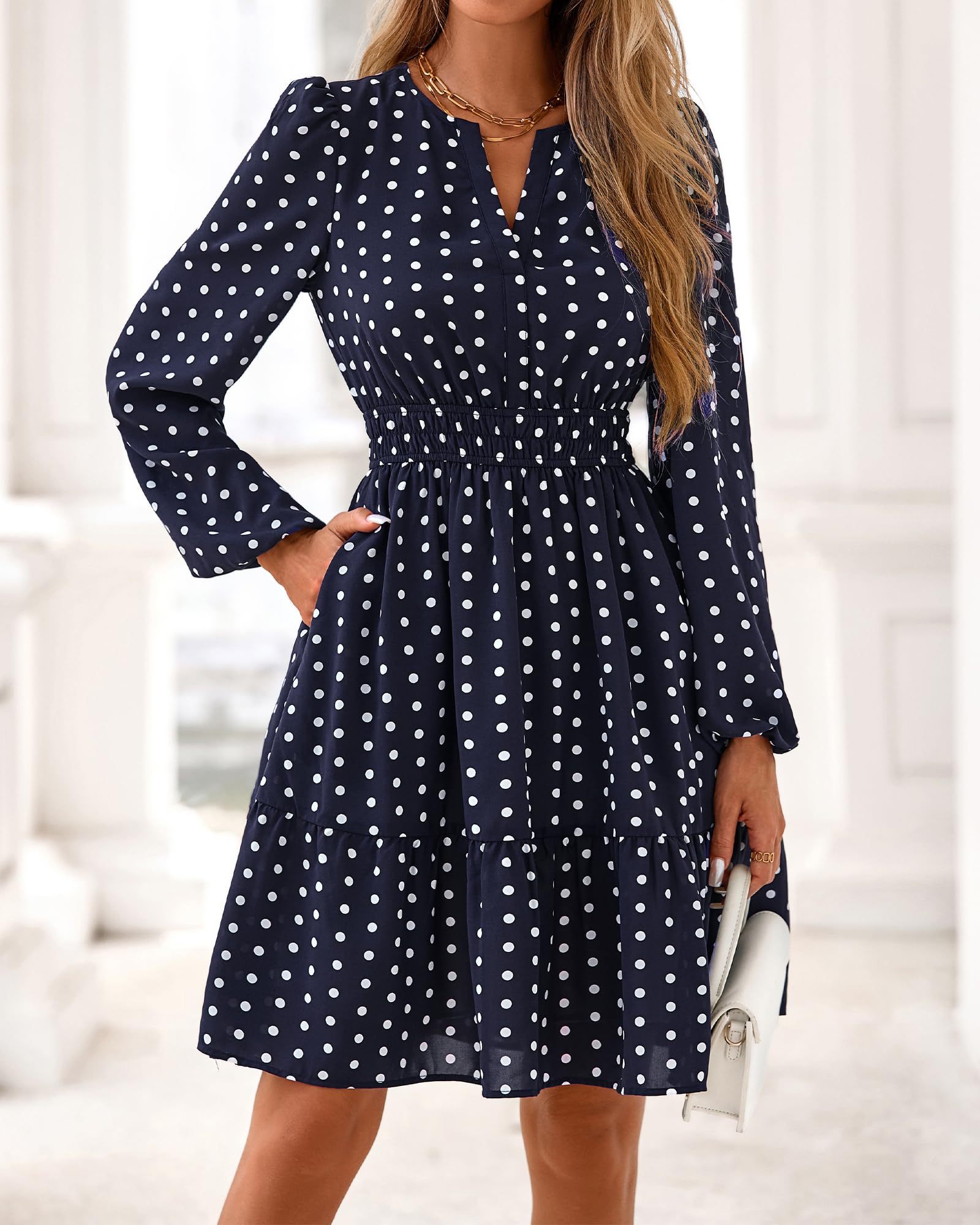 BTFBM Spring Dresses for Women Mini Long Sleeve Elastic Waist Summer Vacation Outfits Floral Wedding Guest Dress